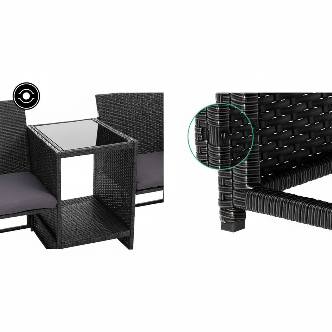 8 Gardeon Outdoor Furniture Wicker Chairs Table Setting Birstro Set Patio - Black, 8 of 8