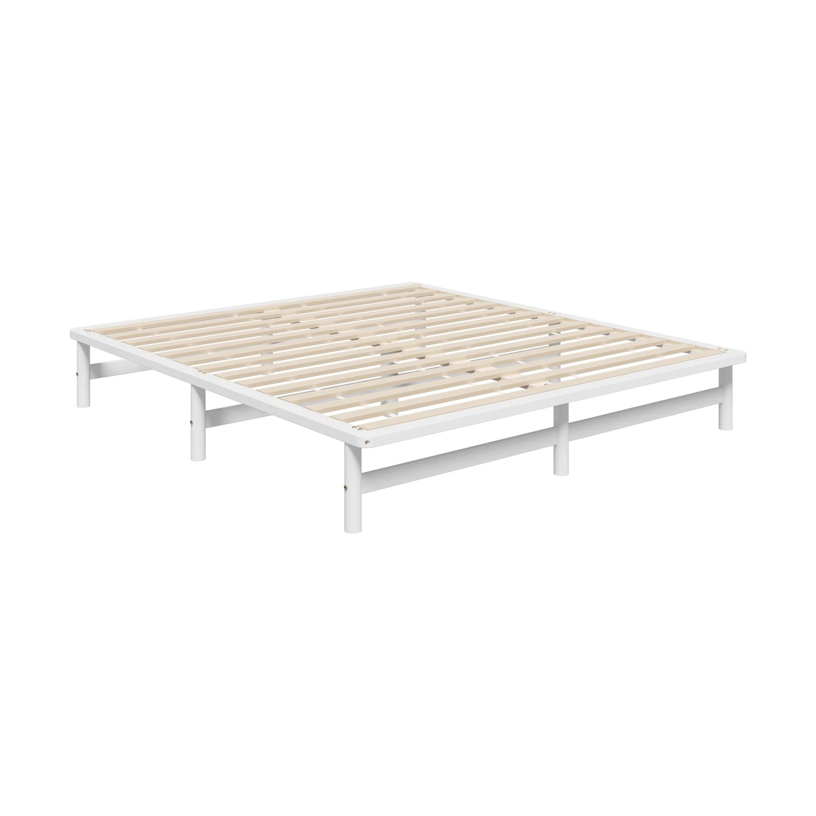 1 Oikiture Wooden Bed Frame King Size Base Platform Beds Solid Pine Wood
 - White, 1 of 10