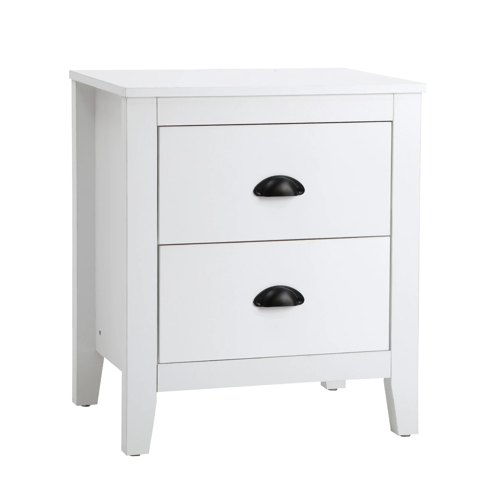6 Oikiture 2x Bedside Table 2 Drawers Side Tables Nightstand Storage Cabinet - White, 6 of 9