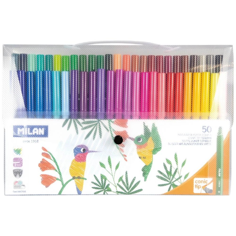 1 Milan Conical Tip Fibre Pens 50 Pack, 1 of 3