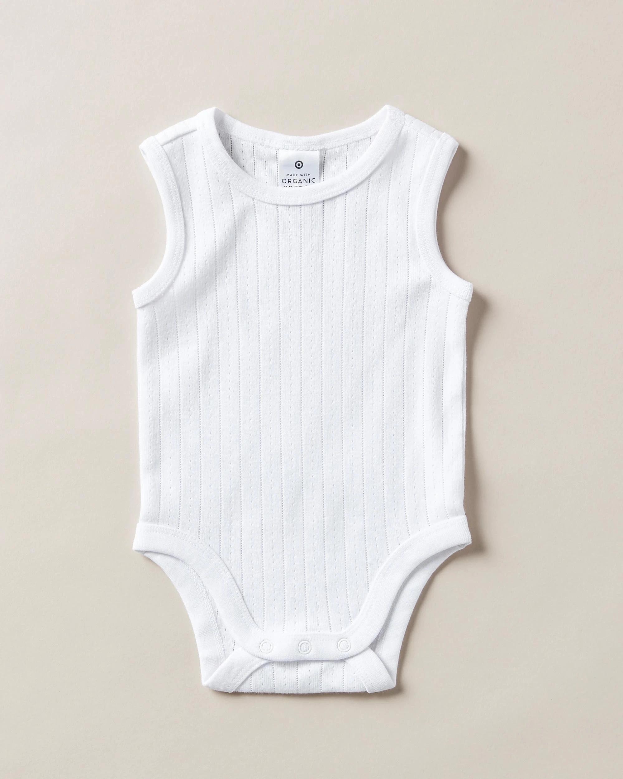 1 Target Baby Organic Cotton Pointelle Sleeveless Bodysuit WHITE, 1 of 3
