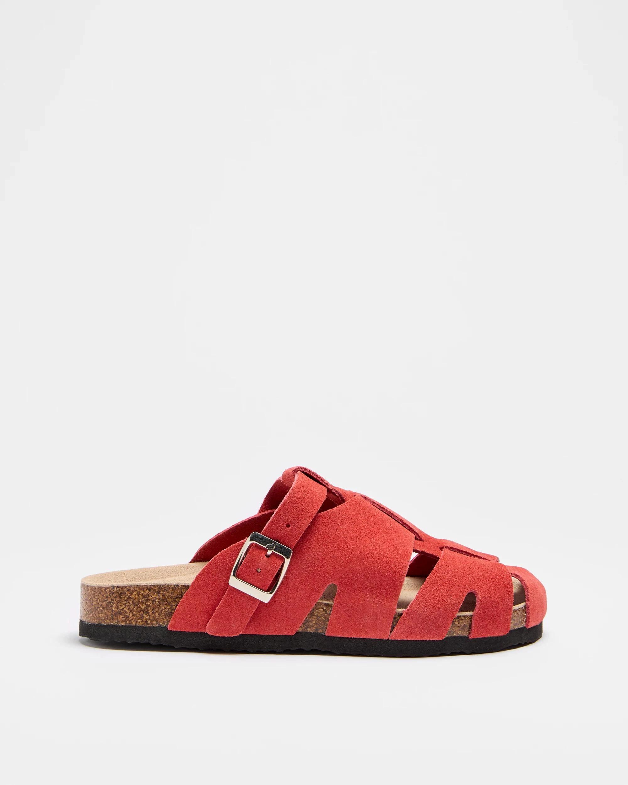 1 Target Woman Caged Leather Moulded Cork Sandal - Nita RED, 1 of 3