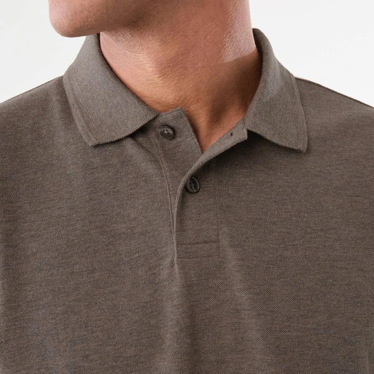5 Pique Polo Shirt DRIFT BROWN MARLE, 5 of 5