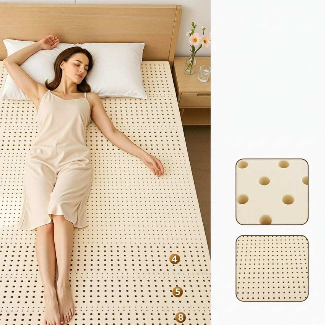 7 Giselle Bedding Latex Mattress Topper 5cm King - King Bed - Beige, 7 of 8