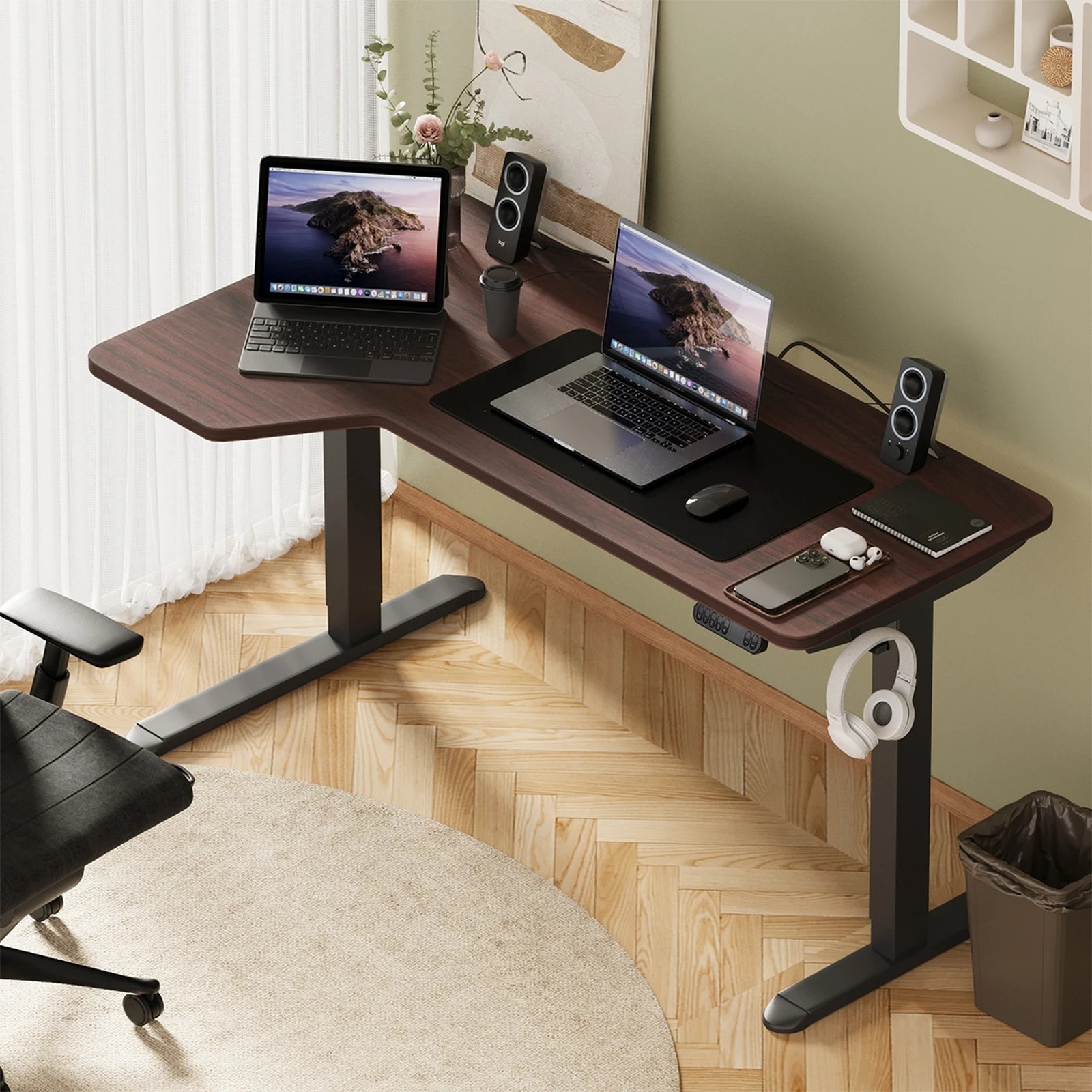 2 Oikiture L-shape Electric Standing Desk Single Motor 145cm Desktop
 - Multi, 2 of 4