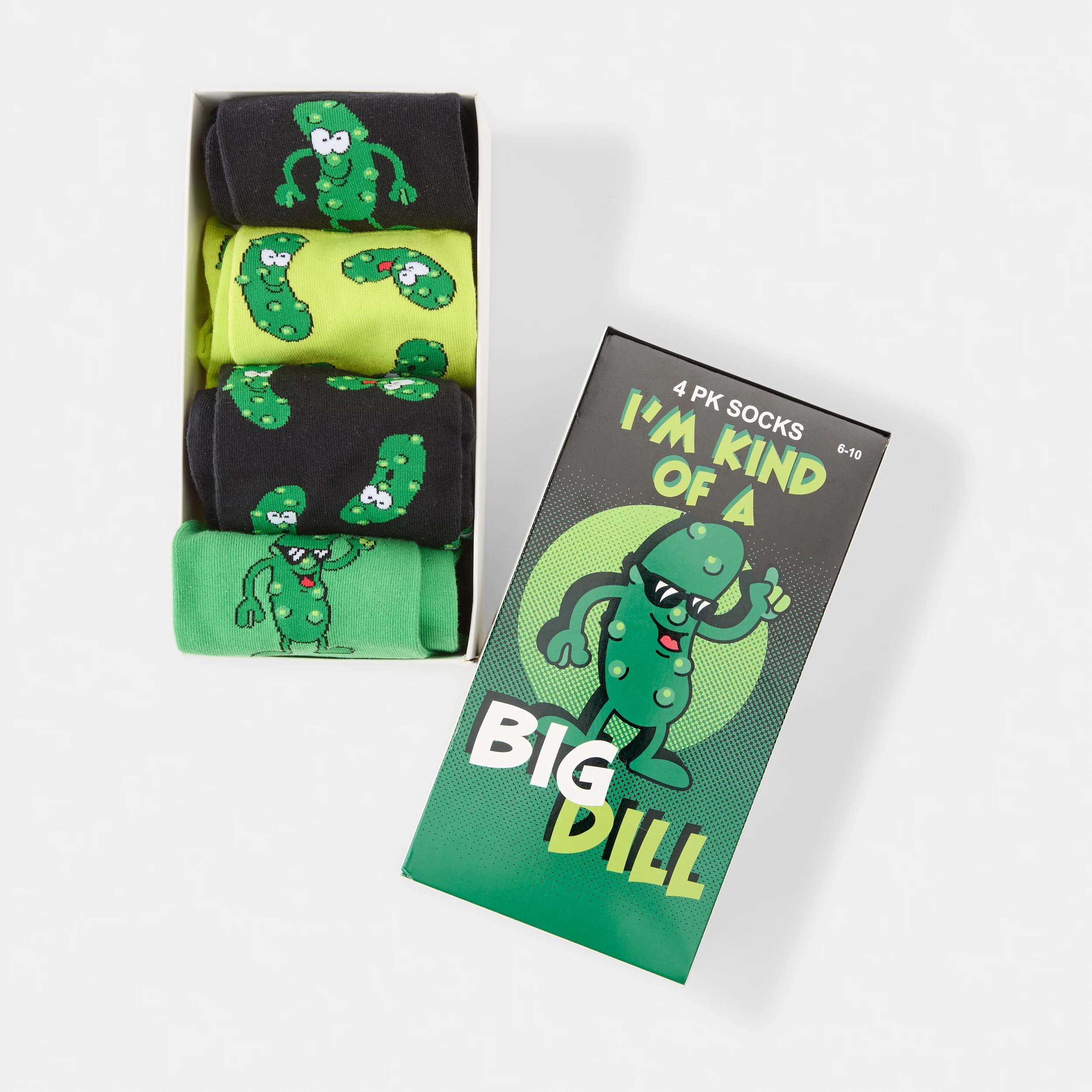 1 4 Pack Novelty Socks BIG DILL, 1 of 6