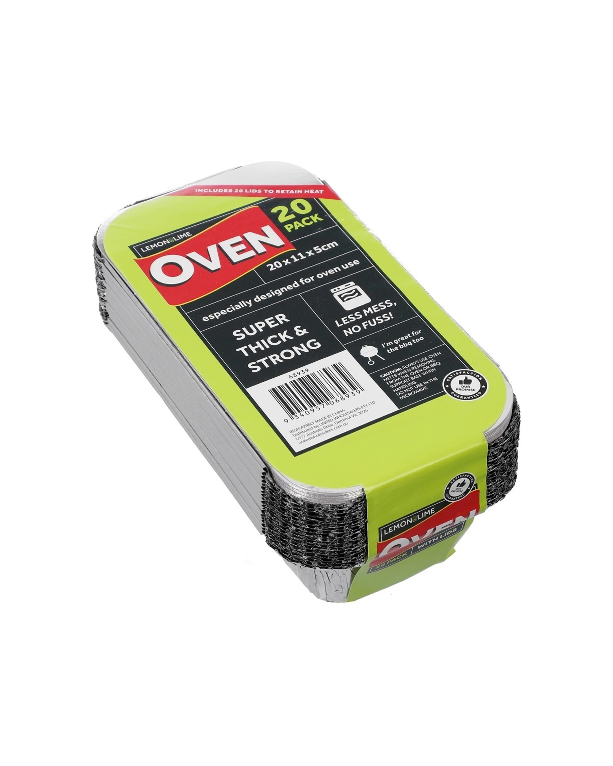 1 20pc Lemon & Lime 20cm Disposable Bbq/oven Food Storage Foil Container W/lid
 - Silver, 1 of 3