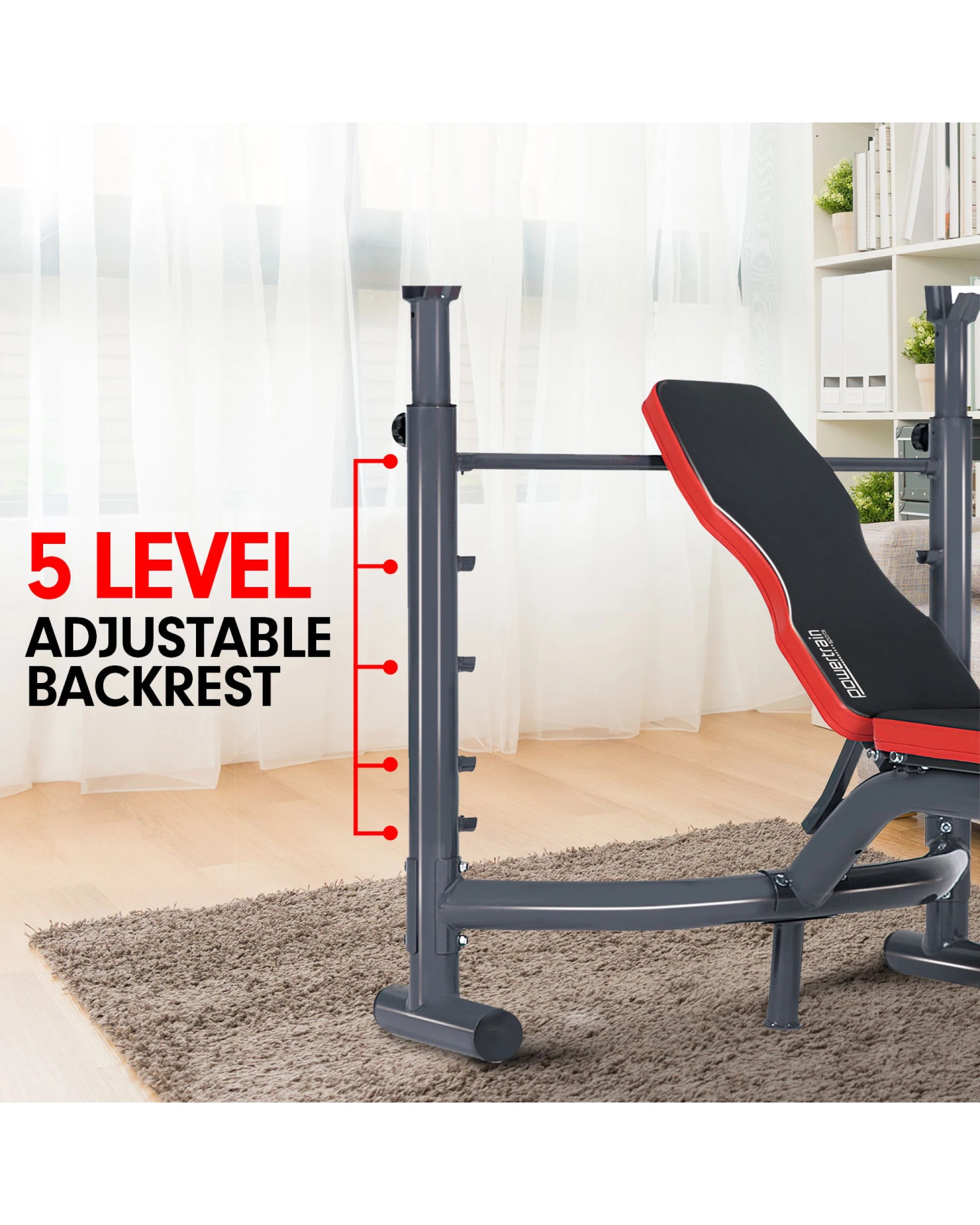 5 Powertrain Adjustable Weight Bench Home Gym Bench Press Exercise, 5 of 8