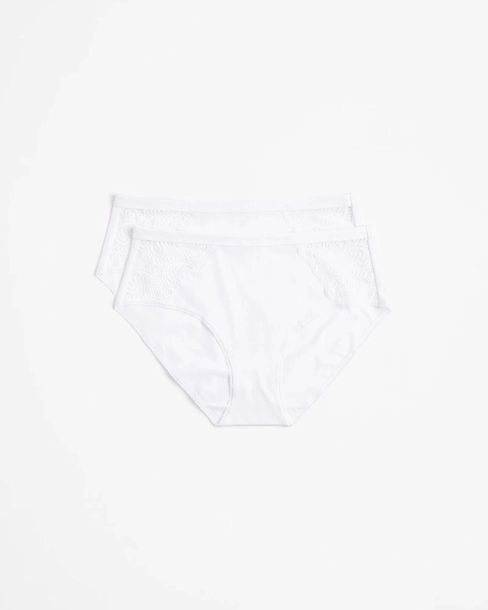 1 Target Woman Australian Cotton and Lace 2 Pack Midi Briefs WHITE, 1 of 4