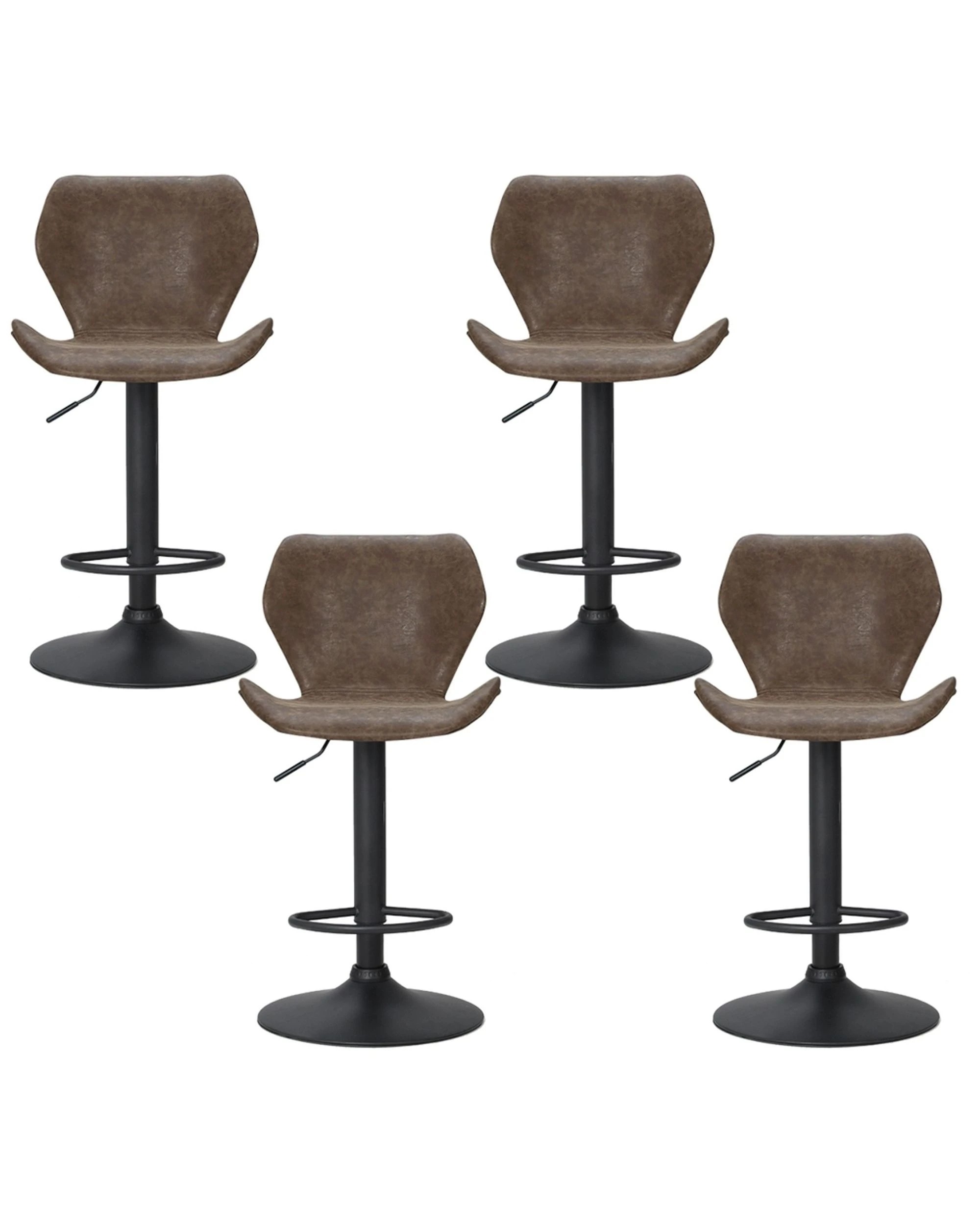 3 Artiss 4x Bar Stools Vintage Leather Gas Lift - Brown, 3 of 5
