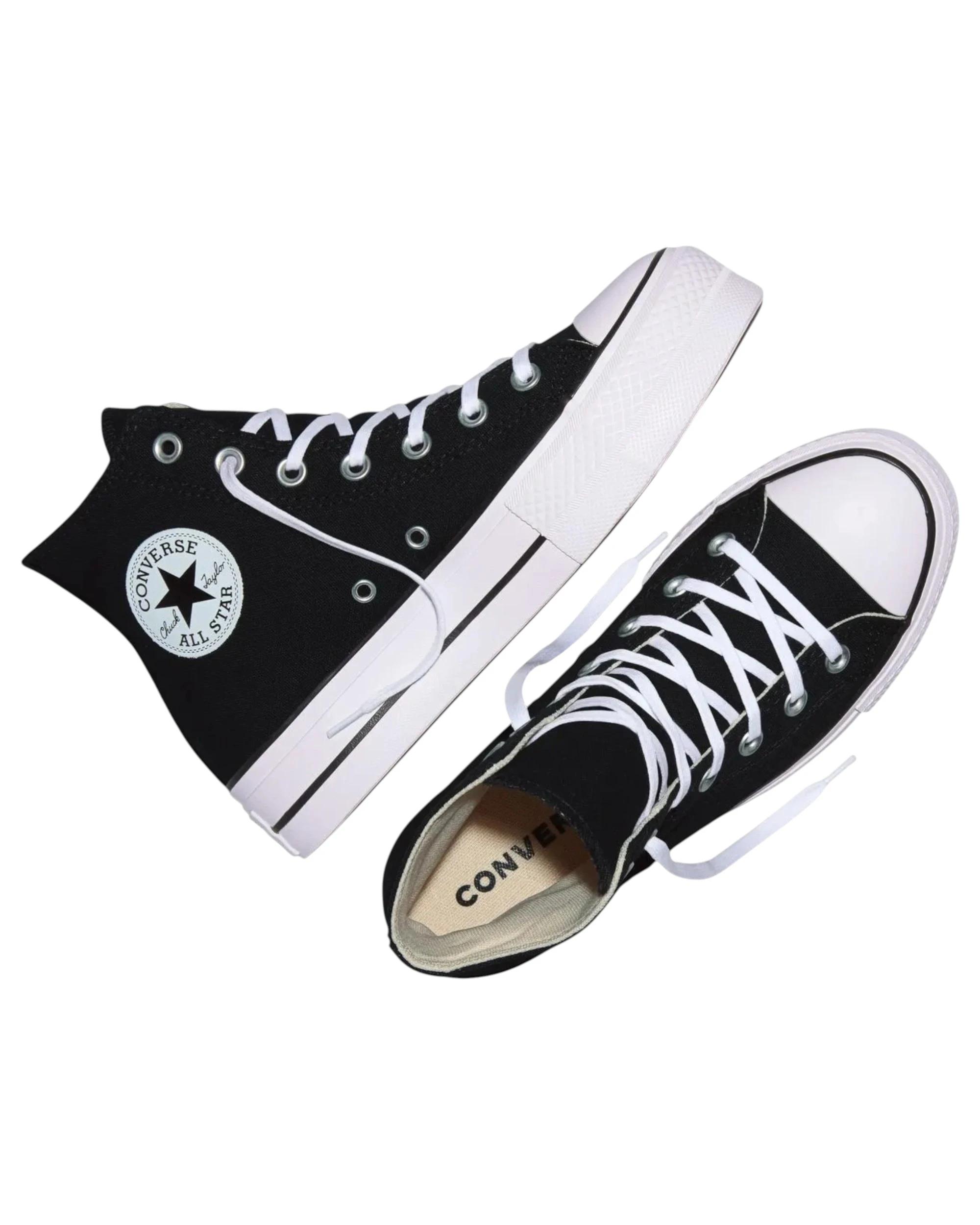 2 Converse Womens Chuck Taylor All Star Canvas Lift High Top Sneaker BLACK, 2 of 6