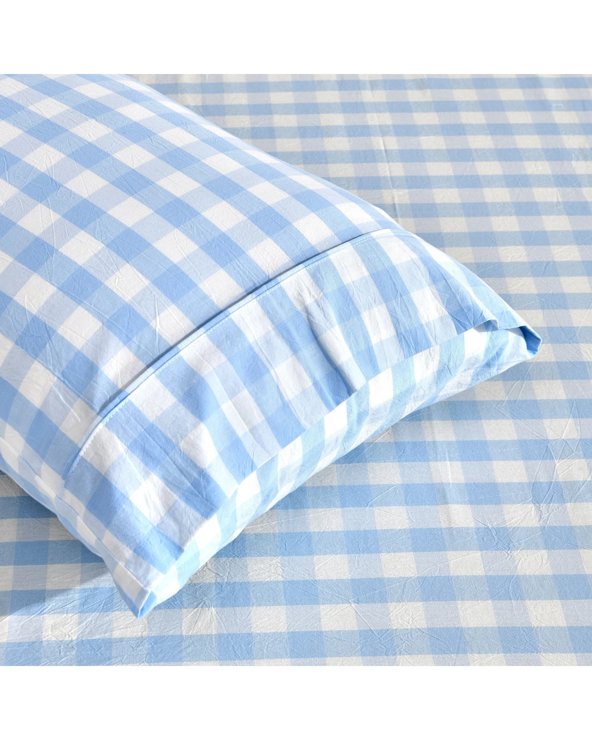 2 Dreamaker Baby Lola Washed Cotton Yarn Dyed Gingham Combo Set - COT Size - Sky, 2 of 7