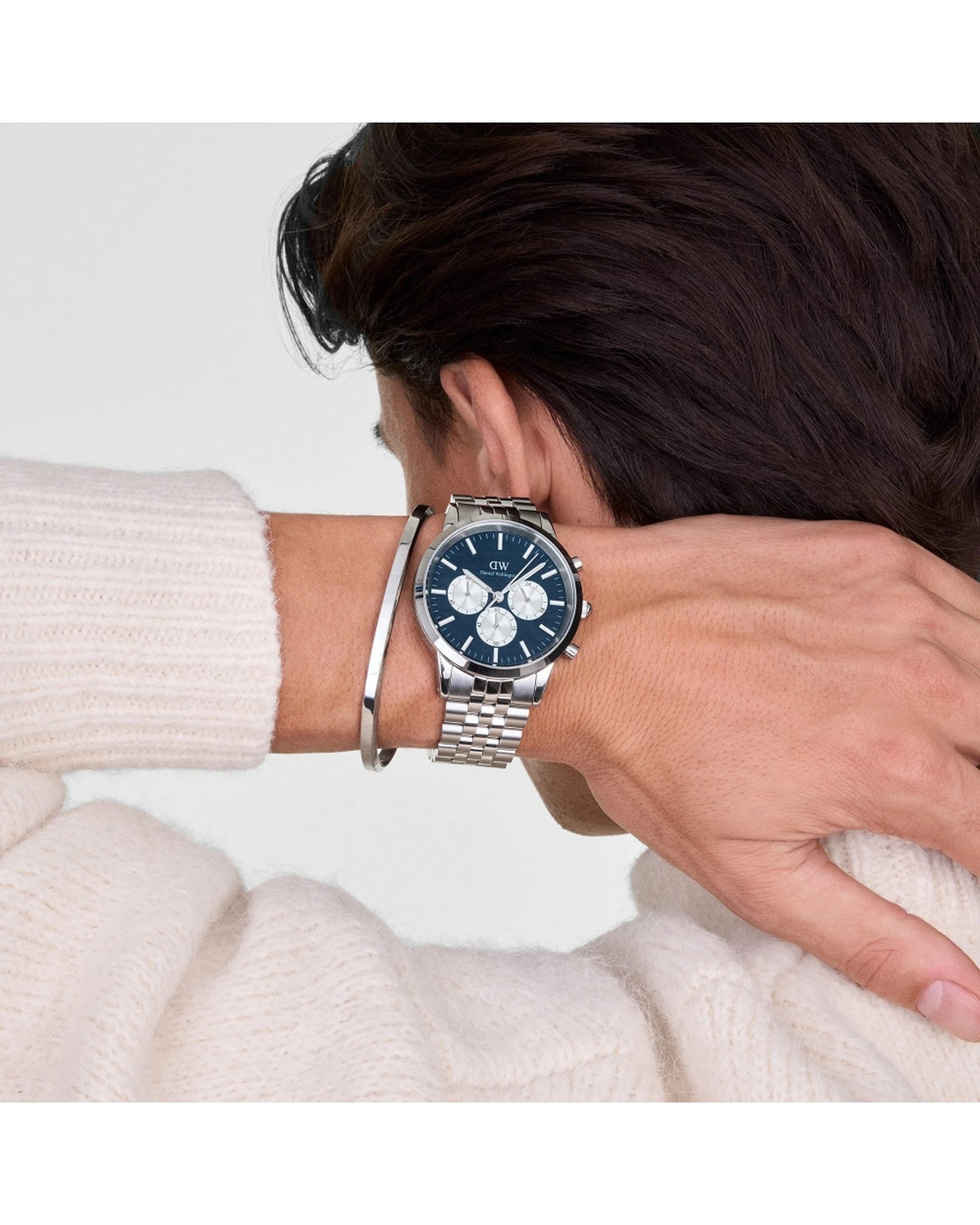 2 Daniel Wellington Iconic Chronograph Arch 5-Link Arctic Panda Silver Watch 42mm, 2 of 6