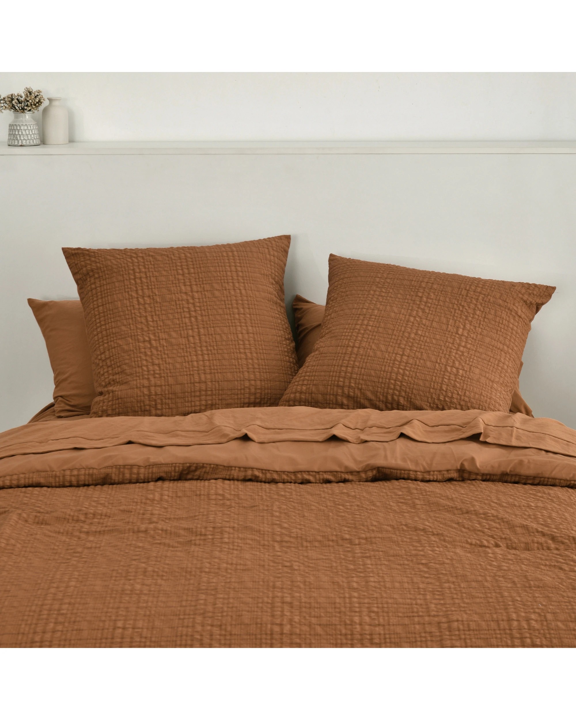 1 Dreamaker Ellis Seersucker European Pillowcase Twin Pack - Rust, 1 of 3