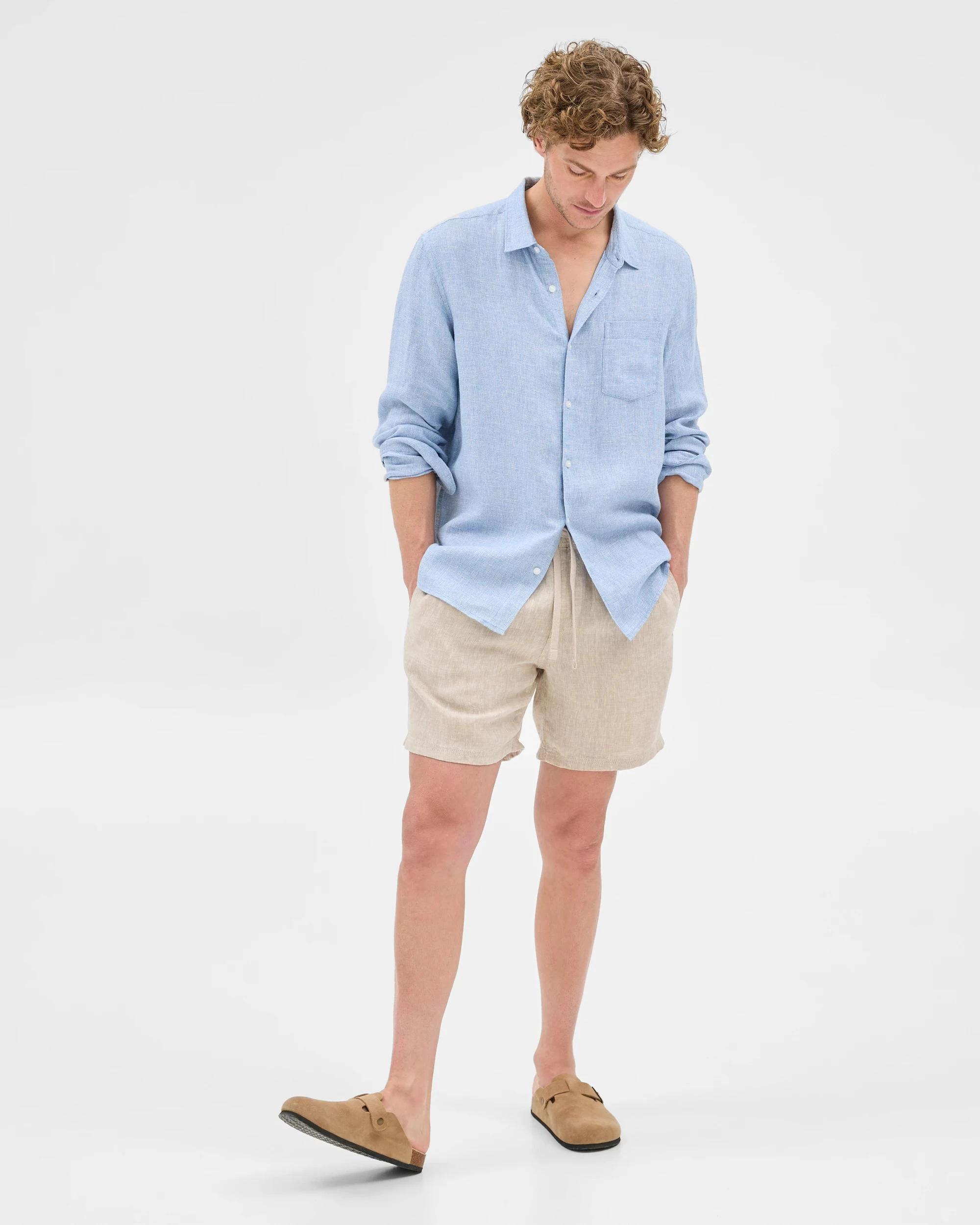 2 Target European Linen Long Sleeve Shirt LIGHT BLUE, 2 of 6