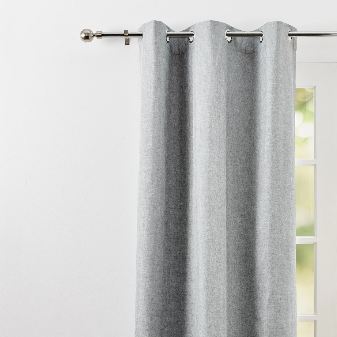 2 Monaco Eyelet Block Out Curtain - Grey - ​​​​​​​120cm x 213cm, 2 of 5