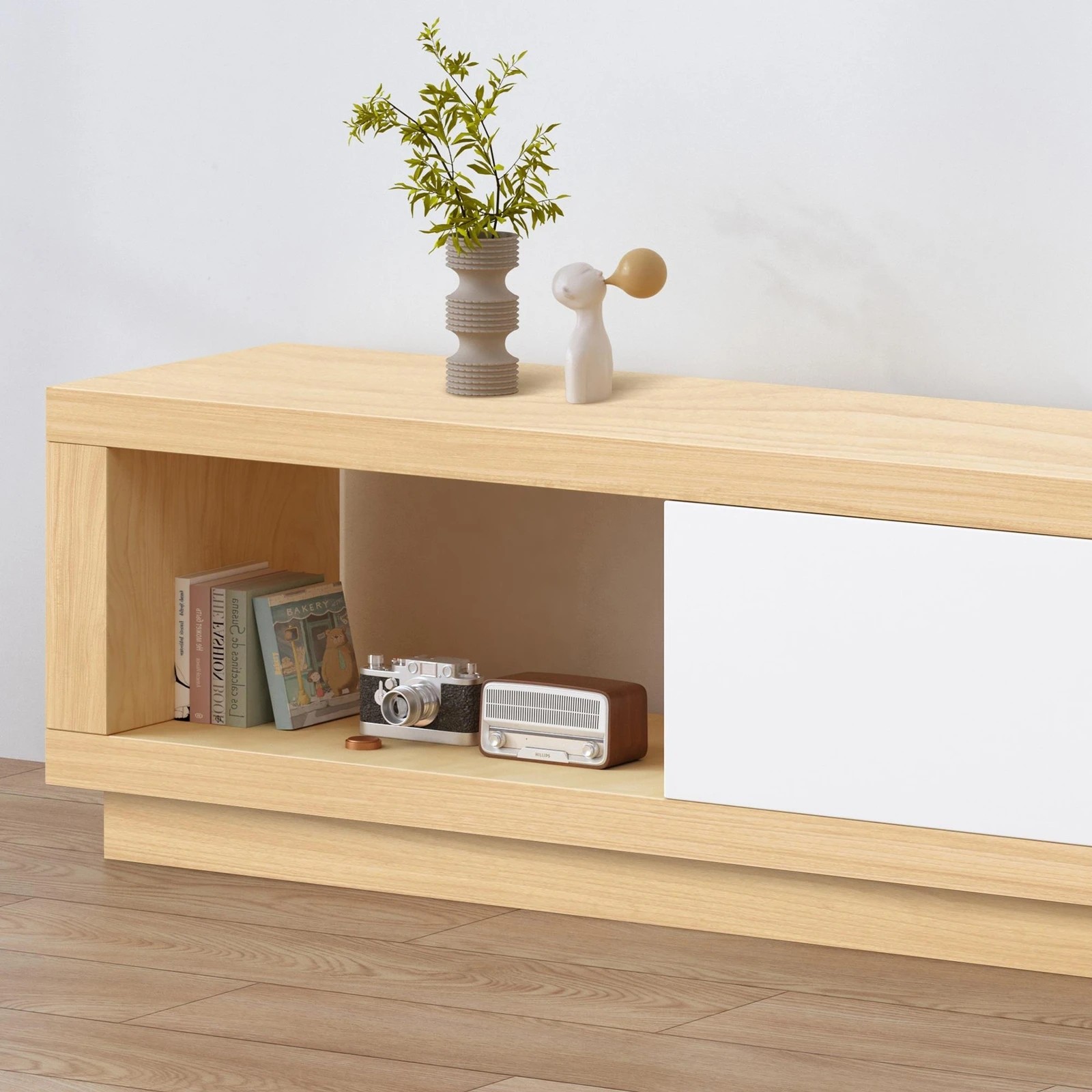 3 Alfordson 190-280cm Extendable Entertainment Unit TV Stand Cabinet Drawer - Wood White, 3 of 10