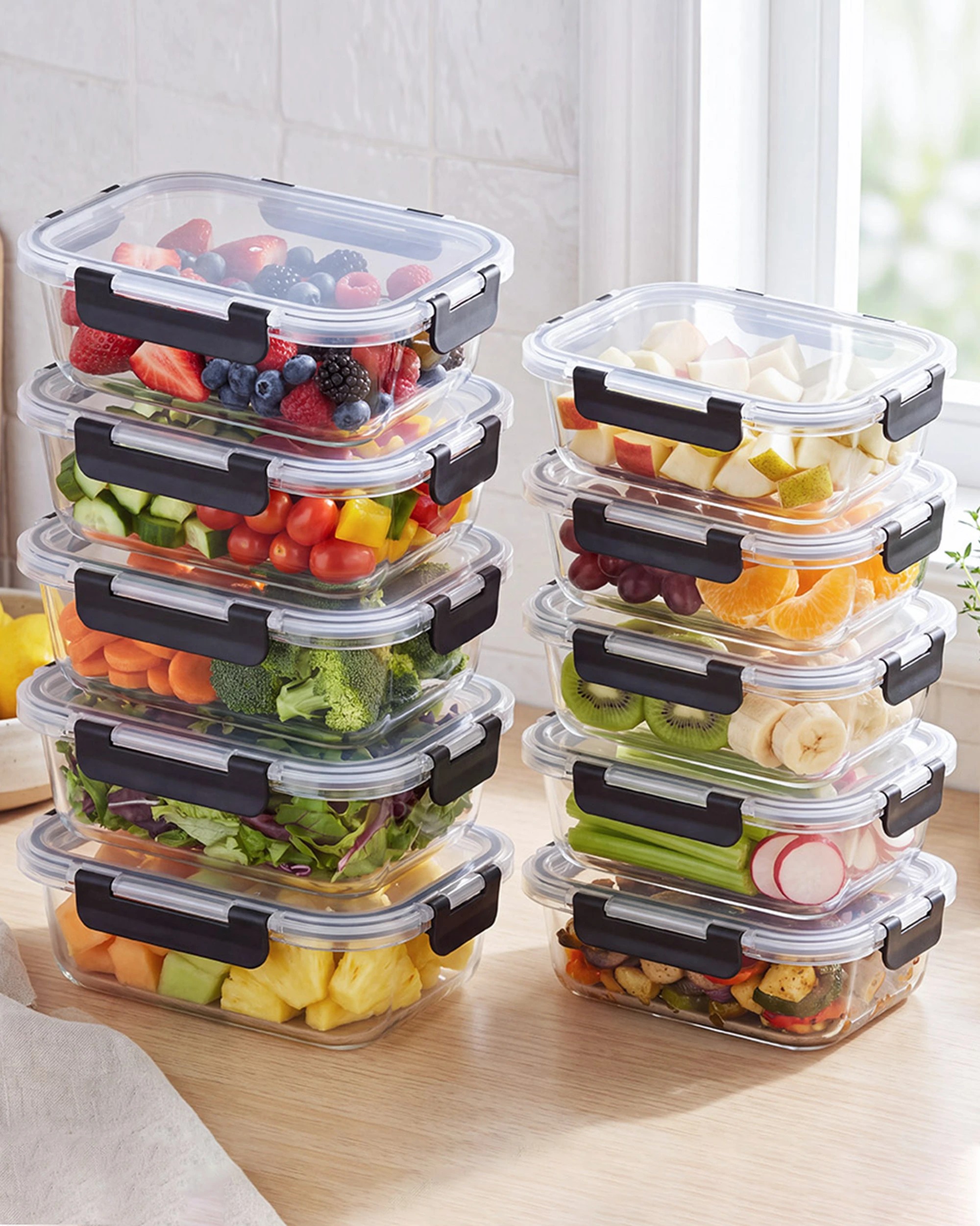3 ZUNI Glass Food Container 10 Packs Airtight Meal Pre Storage, 3 of 8