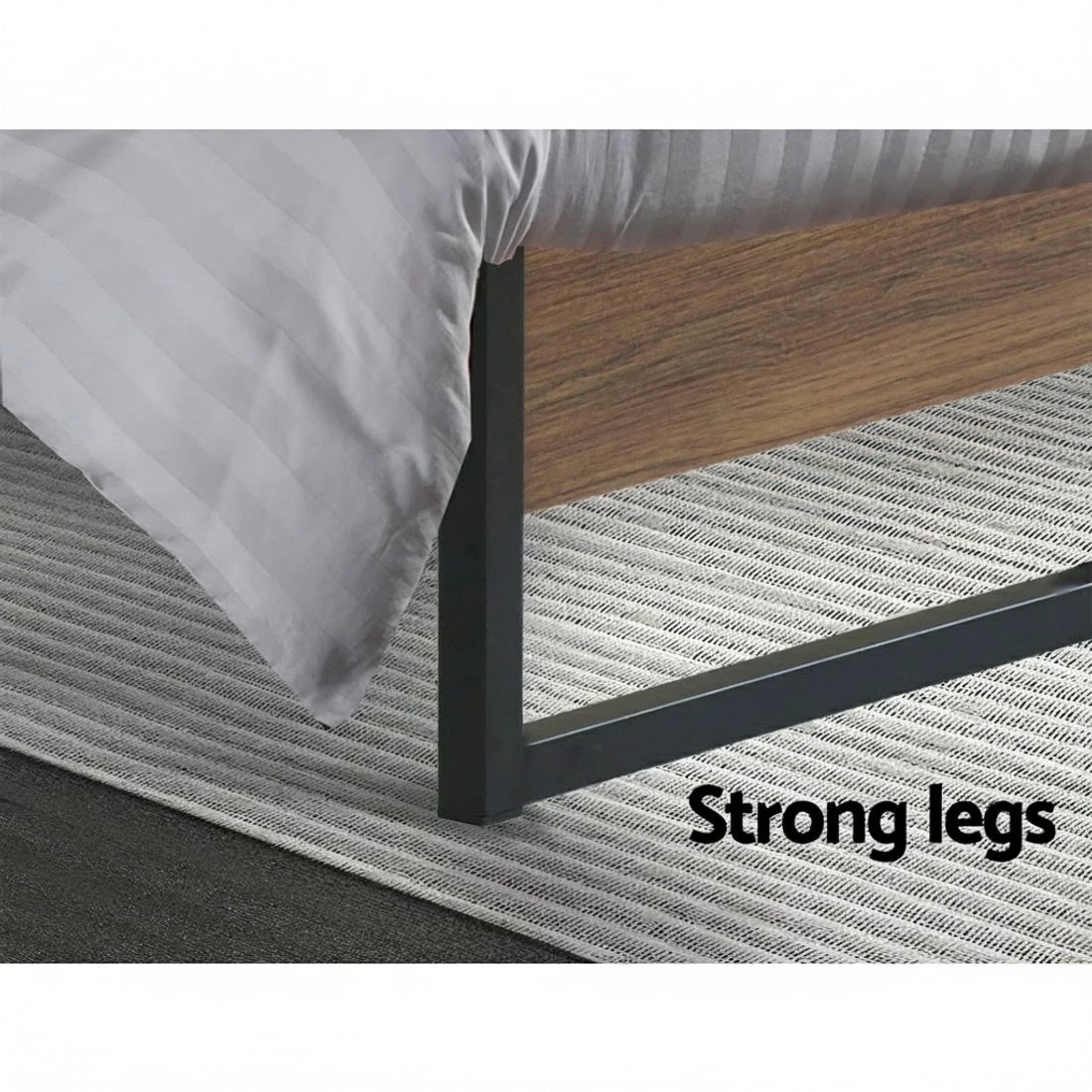 6 Artiss Bed Frame Metal Frame Bed Base OSLO - - Black, 6 of 6