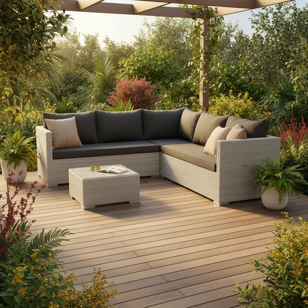 2 Elora 4pc Lounge Set Outdoor Sofa Furniture Rattan Wicker Corner W Table Garden Patio, 2 of 9