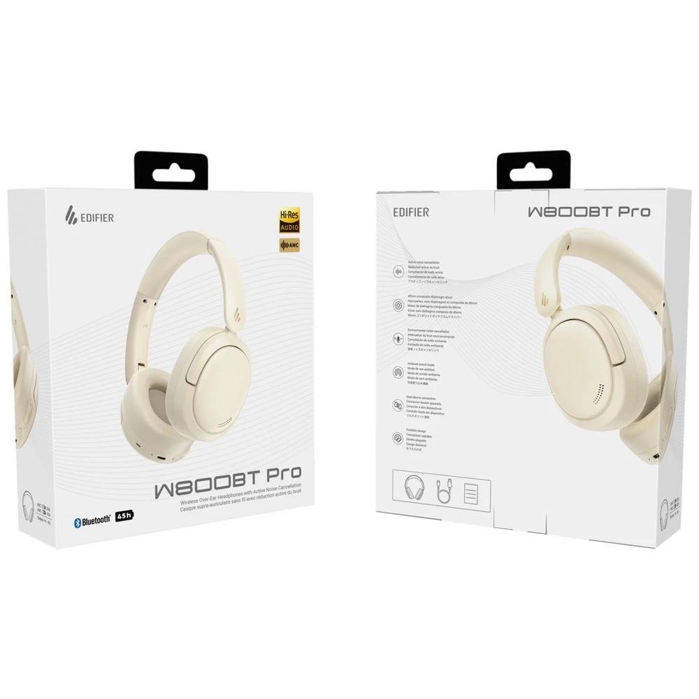 8 EDIFIER W800BT Pro Wireless Over-Ear Headphones w ANC Ivory, 8 of 9