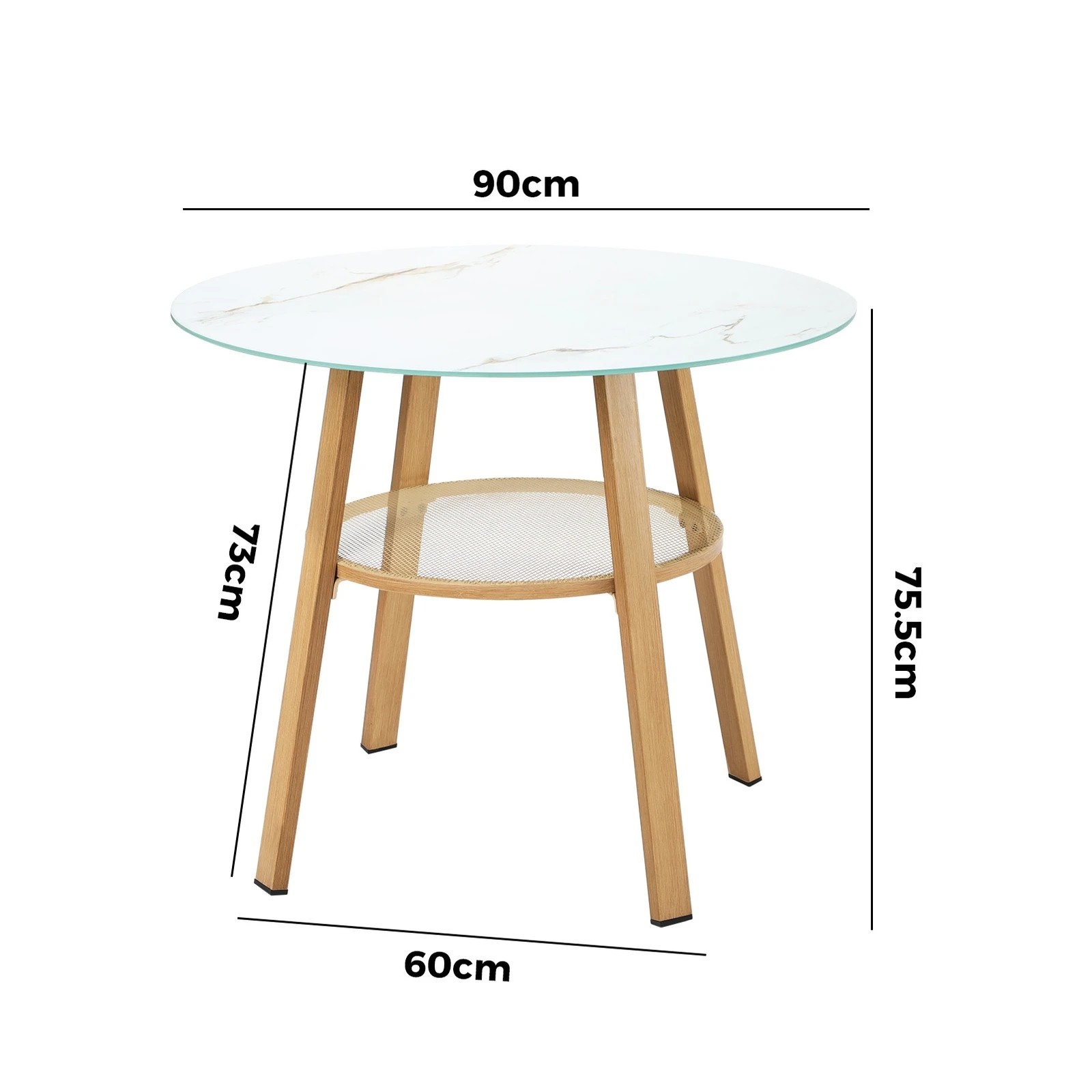 3 Livsip Outdoor Dining Table W/ Storage Shelf Patio Furniture 90cm
 - Brown, 3 of 10