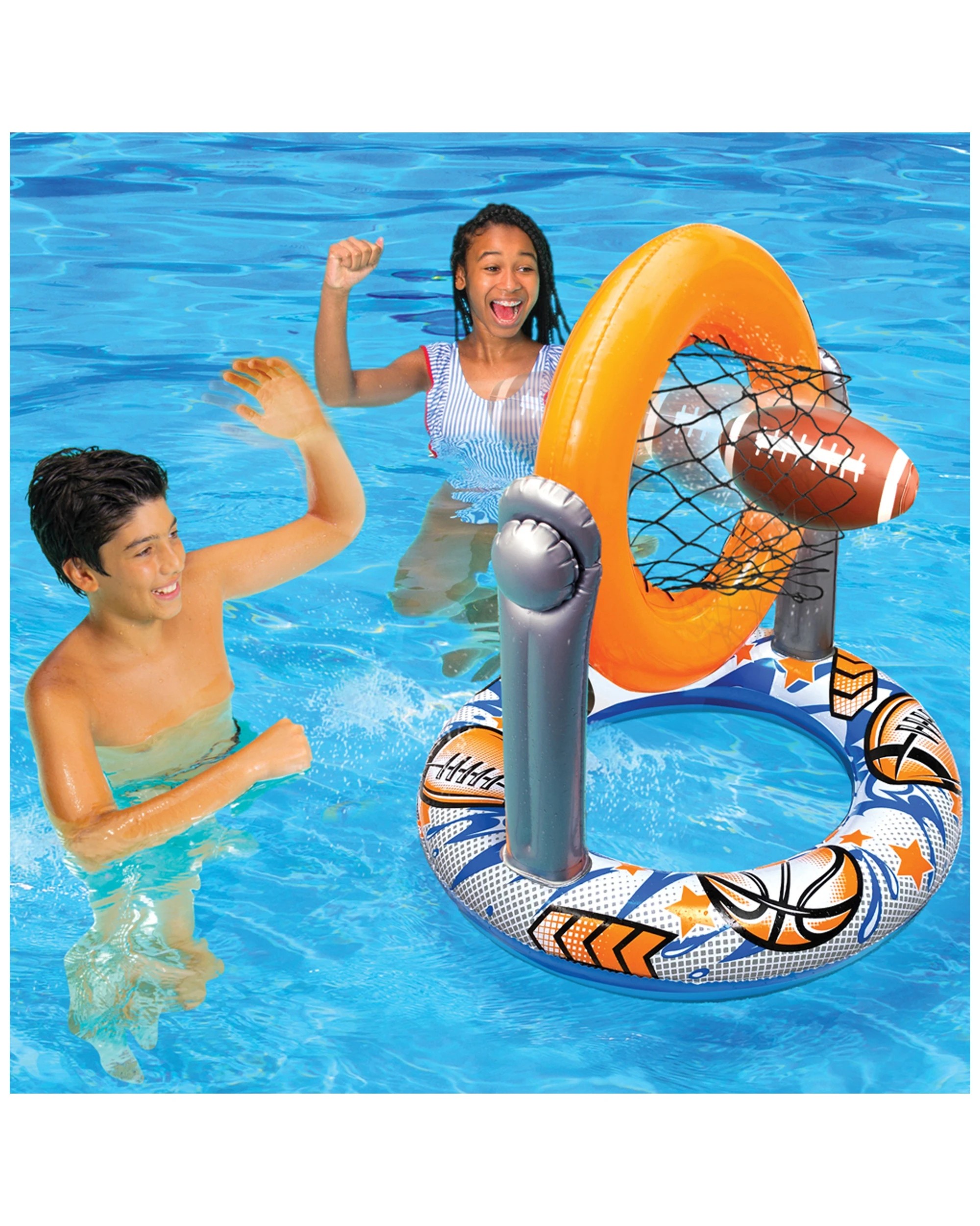 5 Go Play 2 In 1 Sports Challenge Basketball Football Inflatable Pool Game 3 Years Plus - Multi, 5 of 5