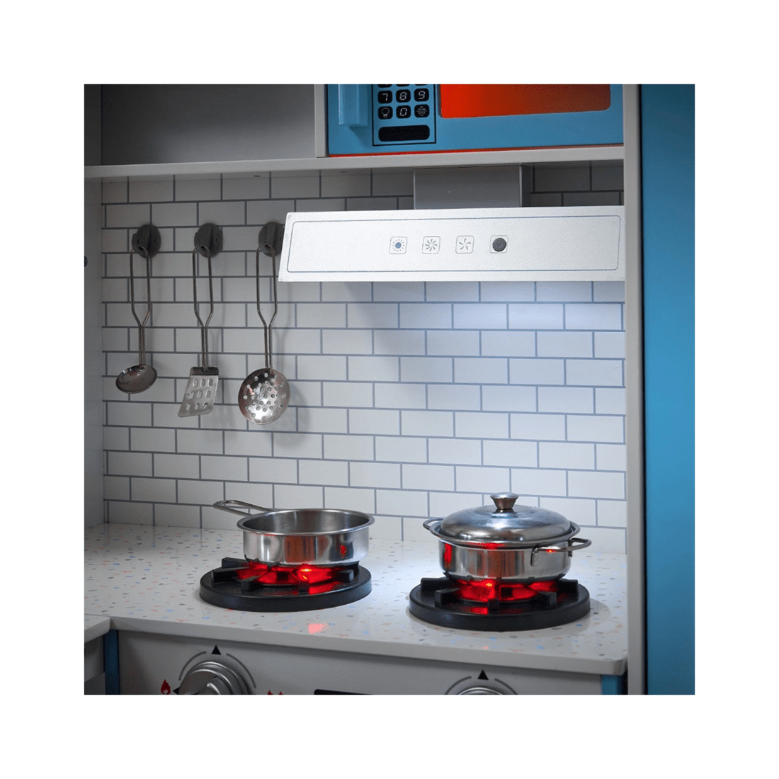 8 Plum Play Au Penne Pantry Wooden Corner Kitchen With Fridge And Accessories
 - Blue, 8 of 8