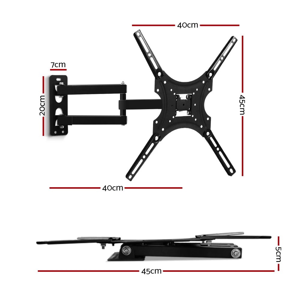 2 Artiss TV Wall Mount Bracket for 24"-50" LED LCD TVs Full Motion Strong Arms - Black, 2 of 6