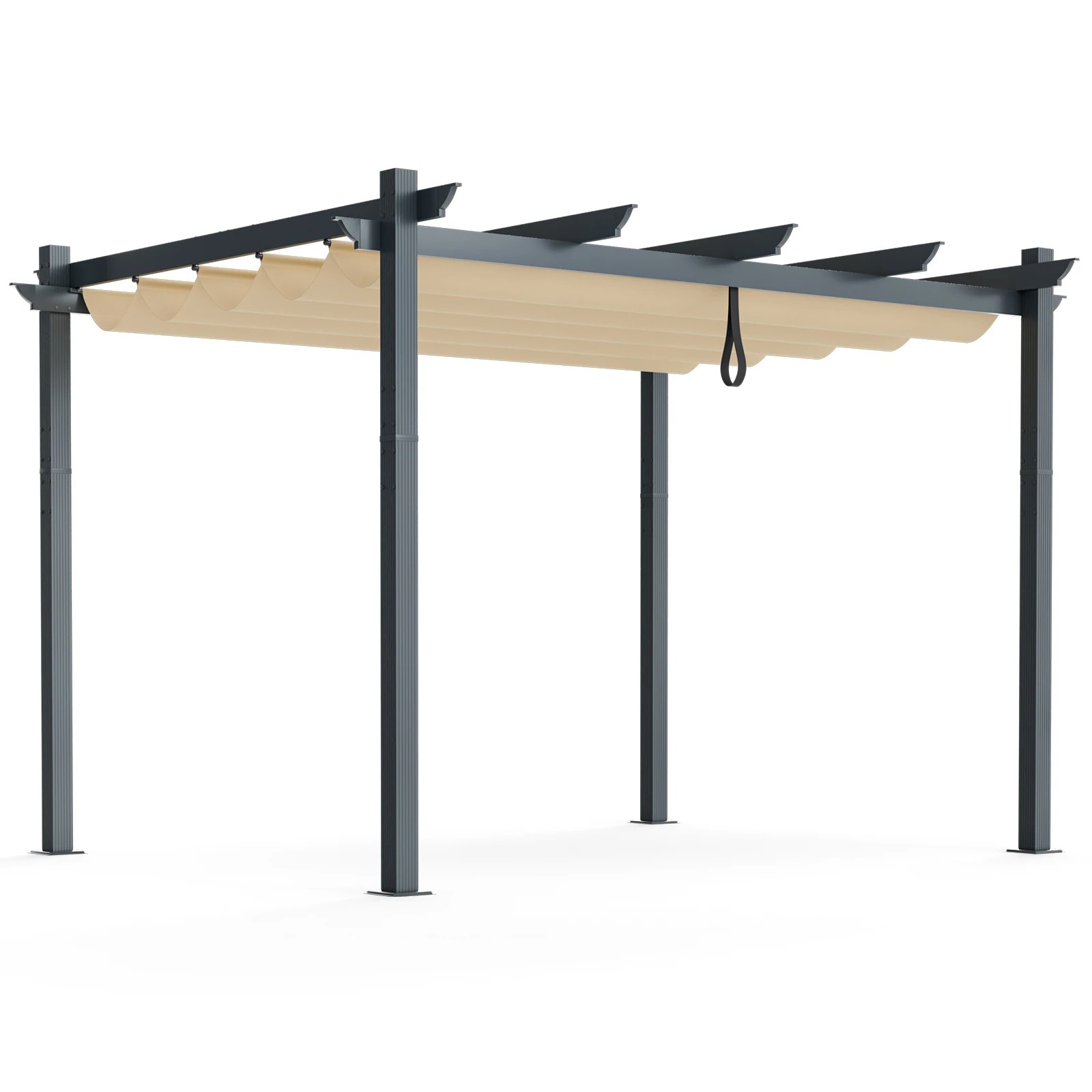 1 Costway Outdoor Pergola Aluminum Retractable Canopy Shelter - Beige, 1 of 1