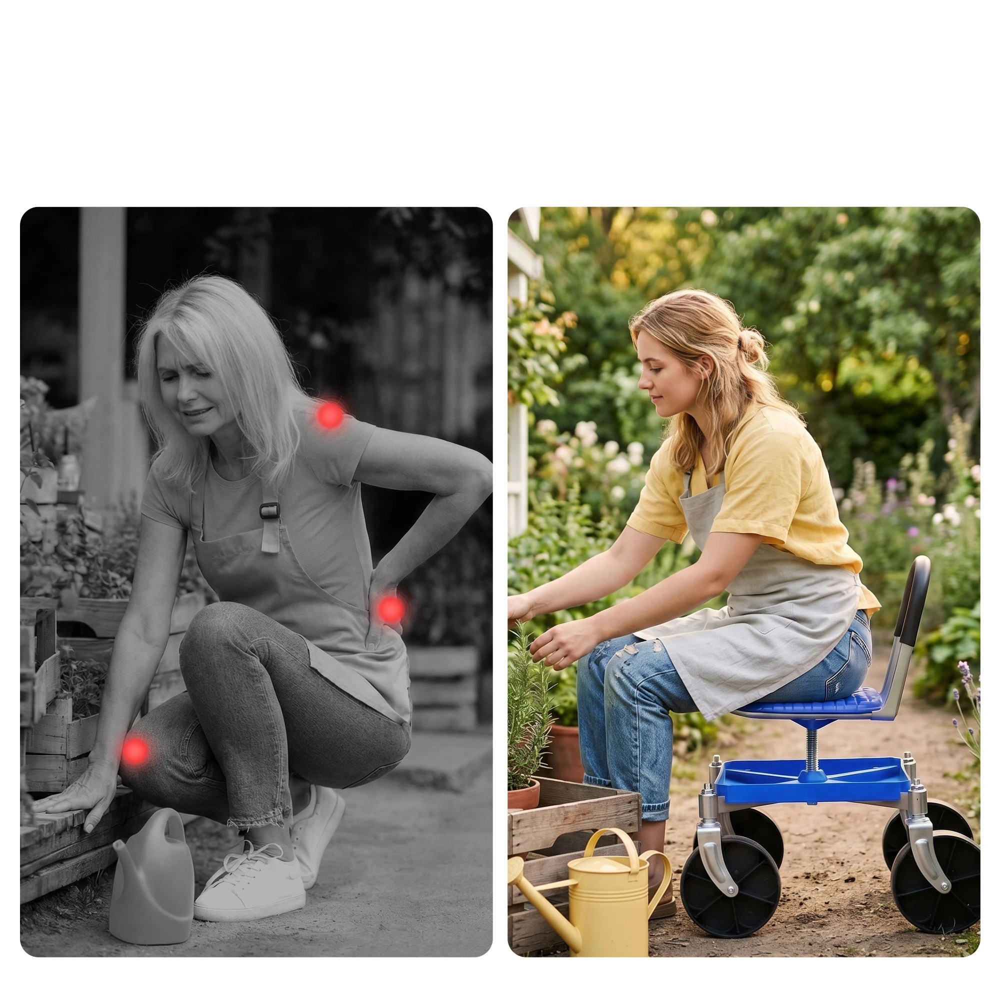 9 Gardeon Garden Cart Seat Rolling Stool 360 Swivel Height Adjustable Heavy Duty - Blue, 9 of 9