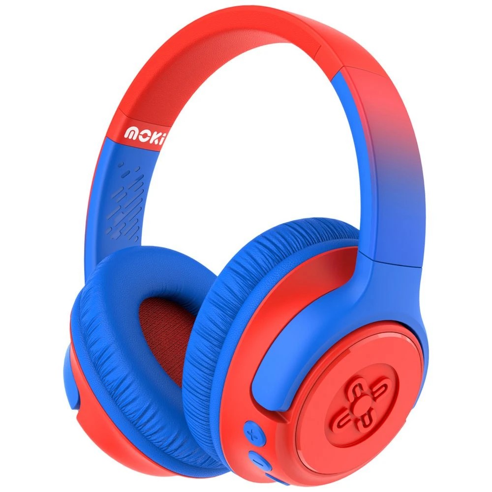 1 Moki Mixi Kids Volume Limited Wireless Headphones Blue/Red, 1 of 1