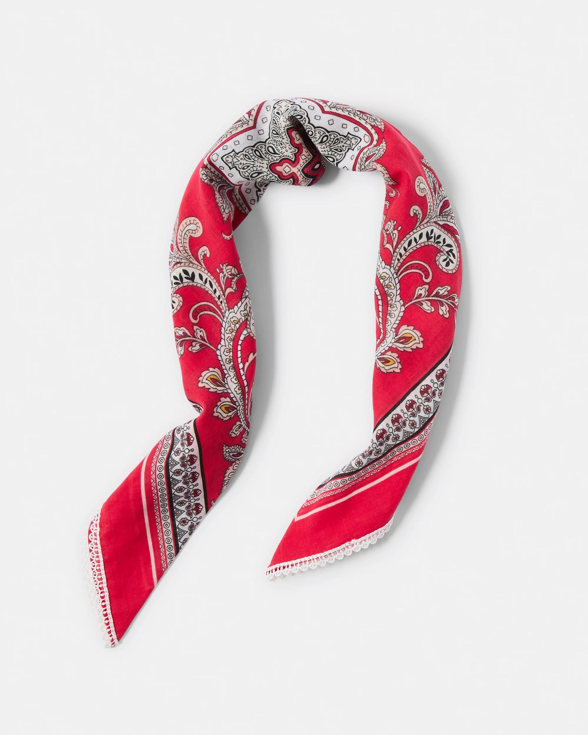 2 Paisley Lace Hair Scarf Red, 2 of 6