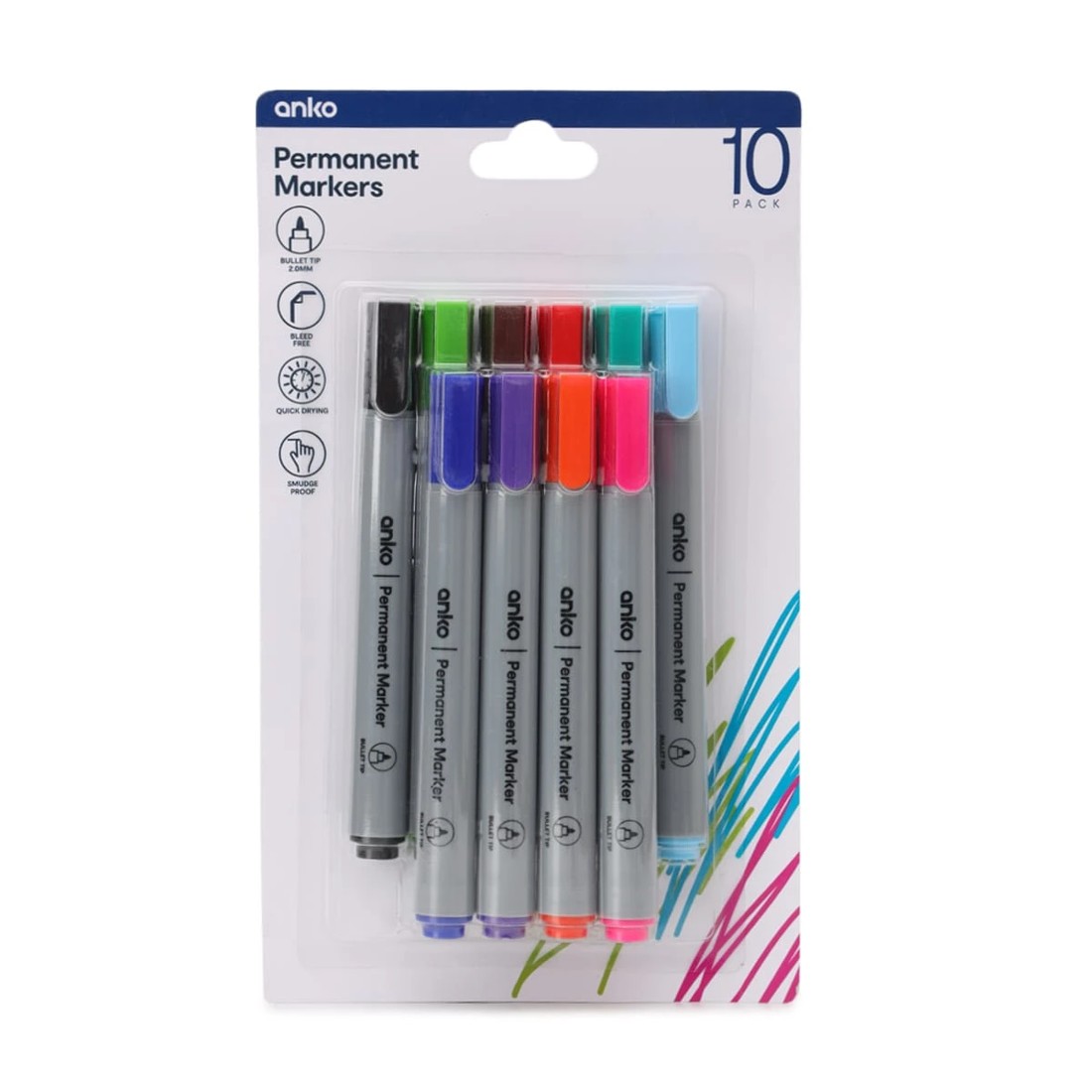 1 10 Pack Permanent Markers, 1 of 4