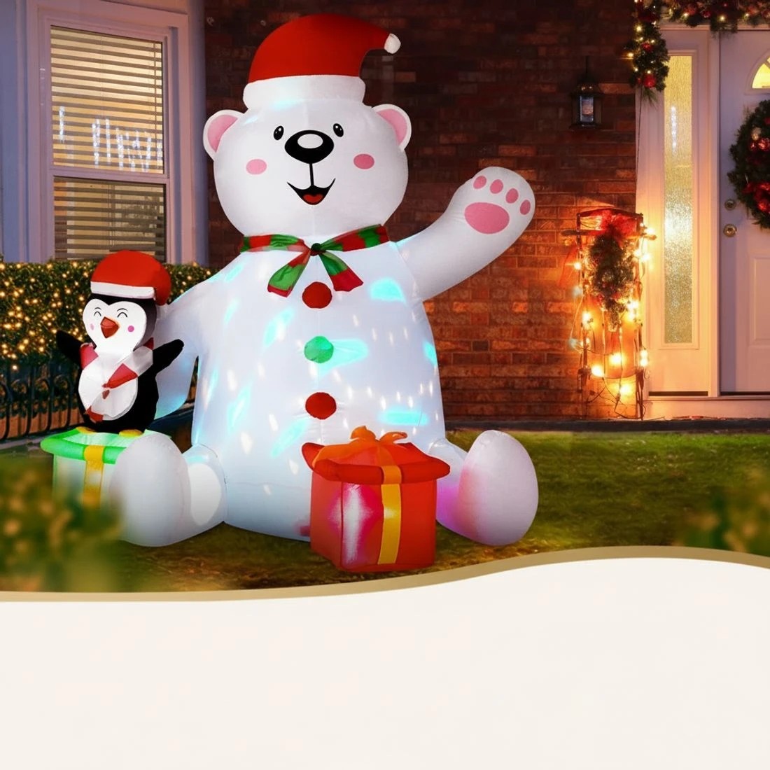 5 Jingle Jollys Christmas Inflatable Bear 1.8M Height LED Outdoor Decorations Illuminated - Multi, 5 of 7