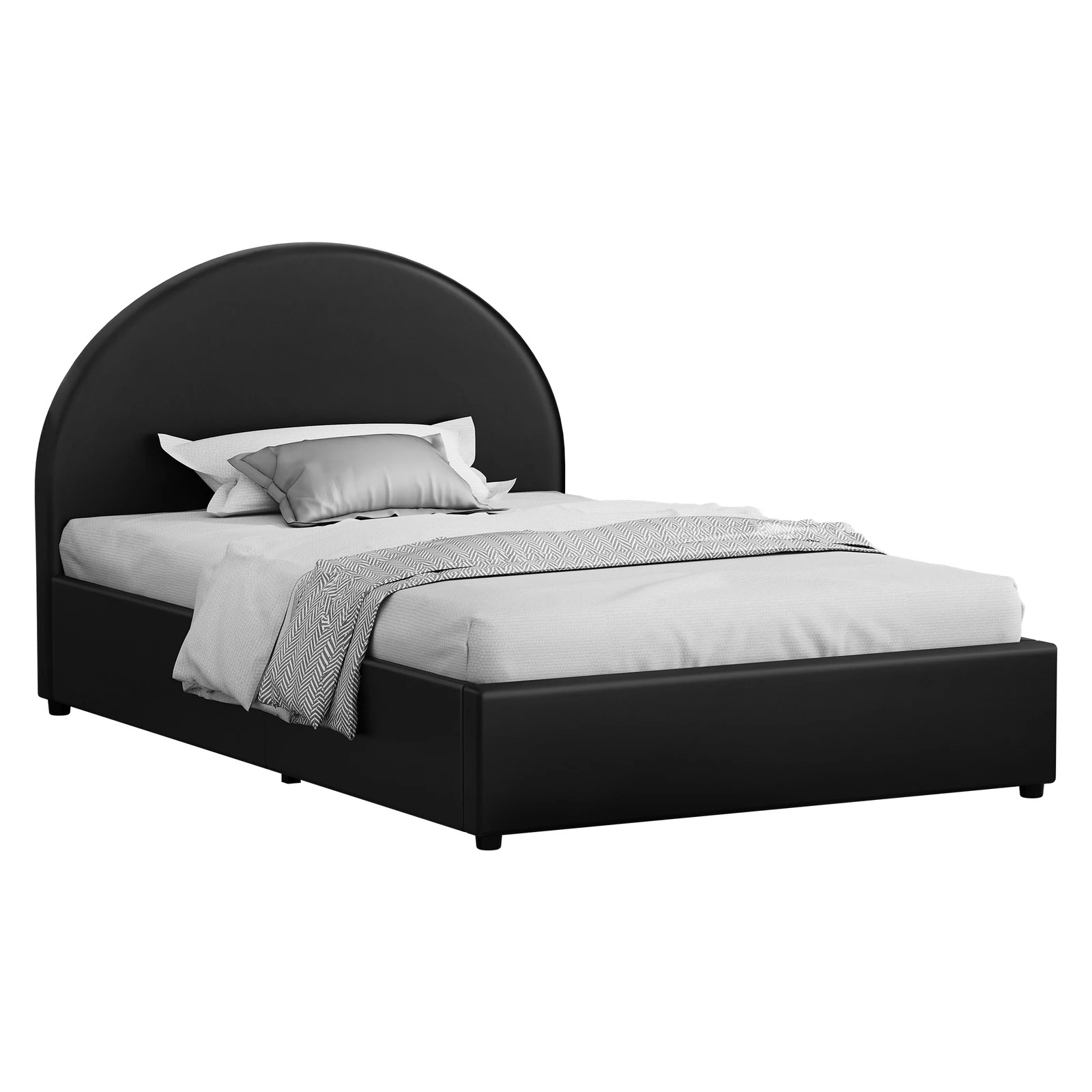 1 Alfordson Bed Frame Single Size Gas Lift Base With Storage Leather Howell - Black, 1 of 10