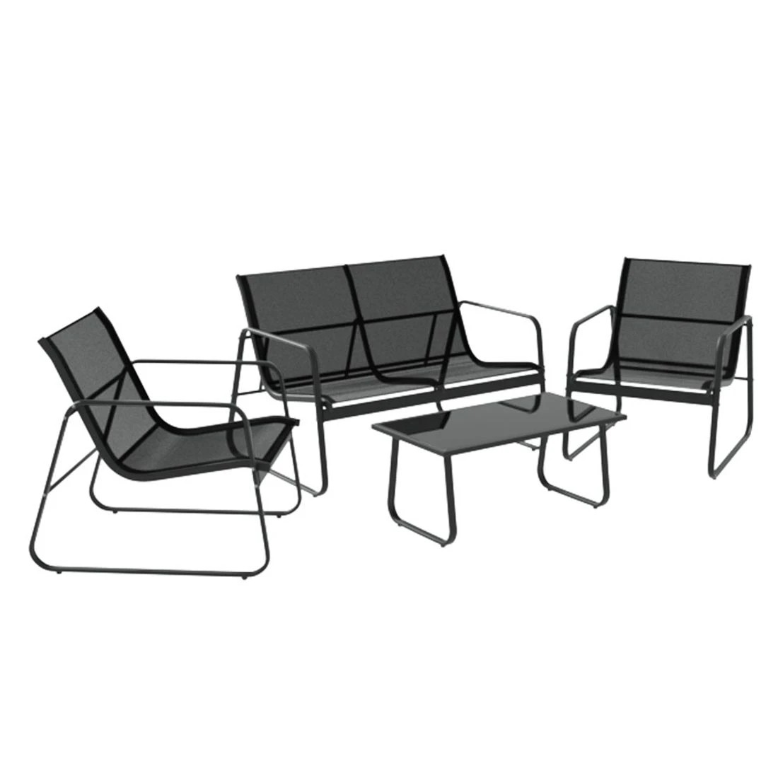 1 Gardeon Outdoor Sofa Set Lounge Setting - Black, 1 of 4