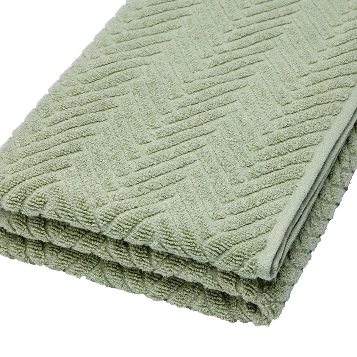 4 Chevron Cotton Bath Towel - Sage, 4 of 6