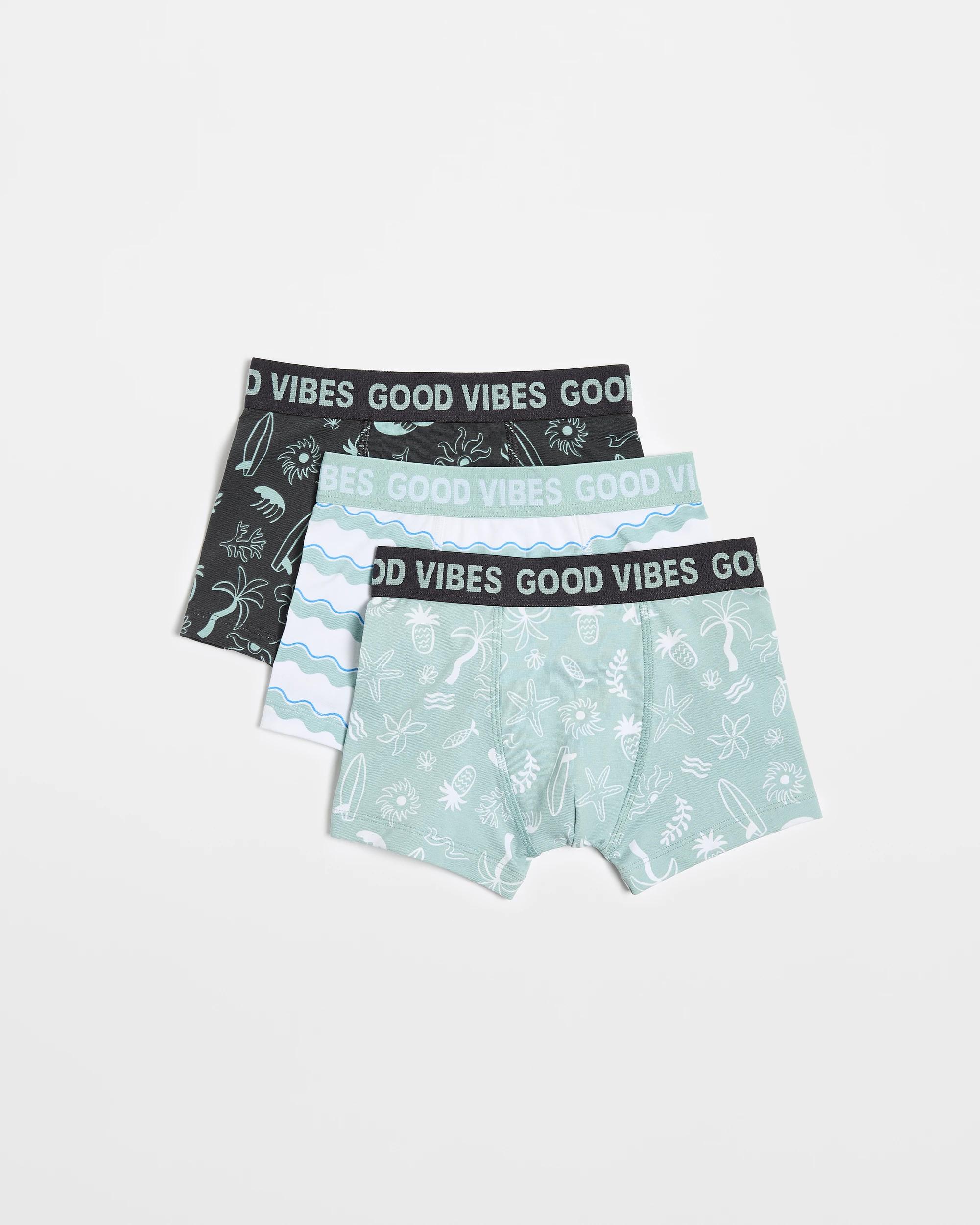 1 Australian Cotton Younger Boys Trunks 3 Pack - Maxx GOOD VIBES/MULTI, 1 of 1