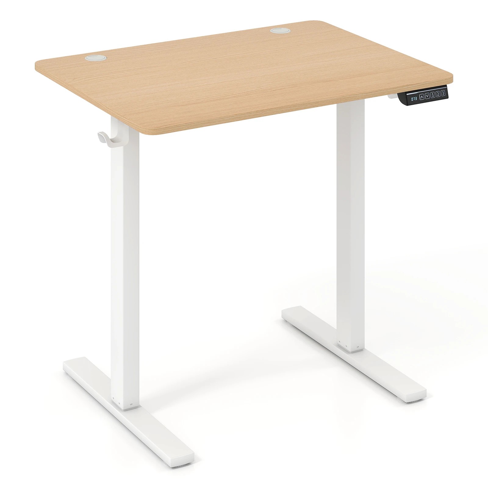 1 Costway Compact Electric Standing Desk Height Adjustable Computer Desk 80 x 60cm - Natural, 1 of 4