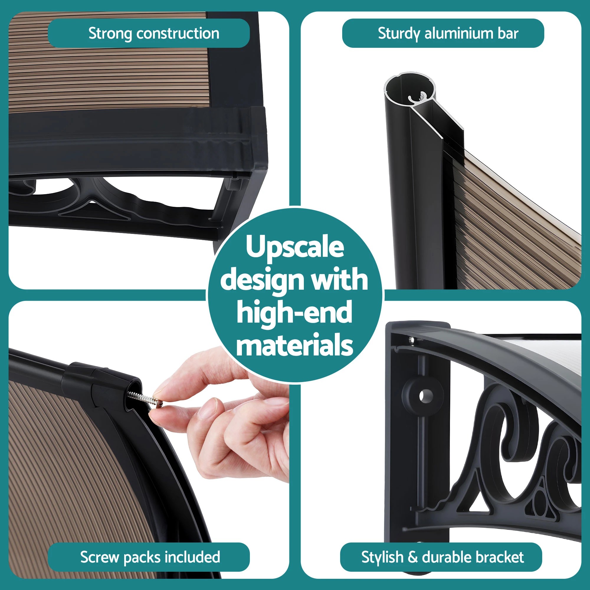 7 Instahut Window Awning Drainage 0.6mx0.6m Outdoor Brown - Multi, 7 of 8