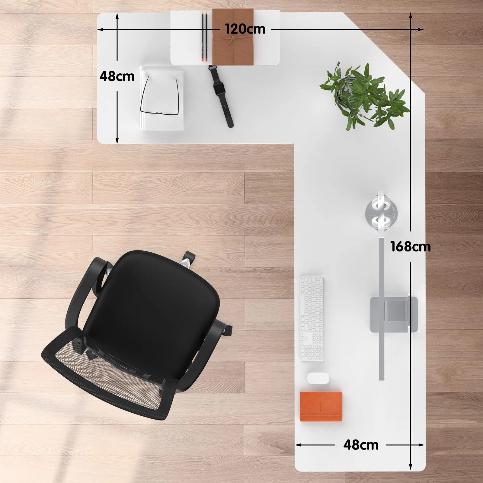 8 Advwin L Shaped Corner Desk With Laptop Stand Workstation, 8 of 8