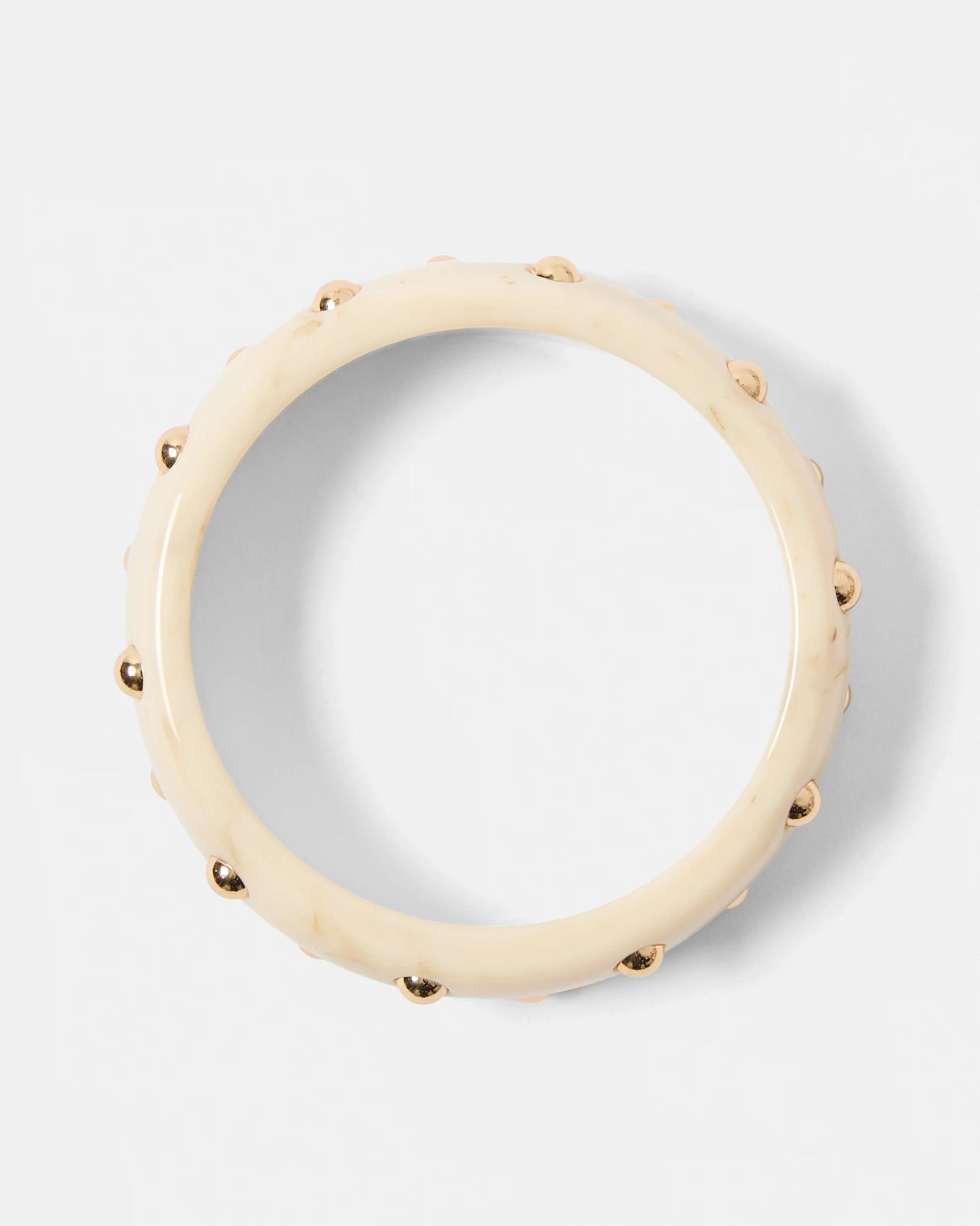 2 Studded Bangle - Beige and Gold Tone Beige, 2 of 8