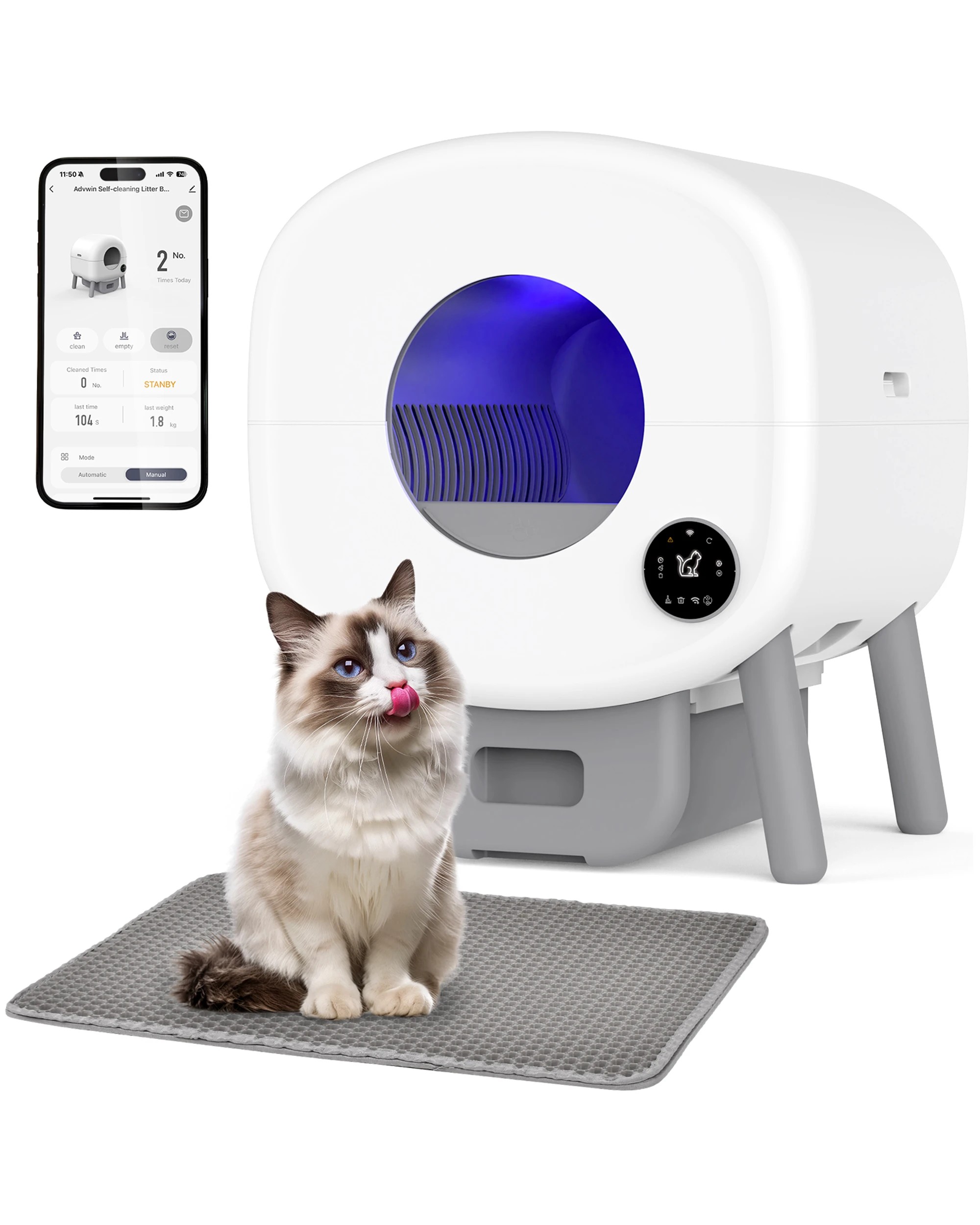1 Advwiwn 90l Smart Self Cleaning Cat Litter Box, 1 of 7