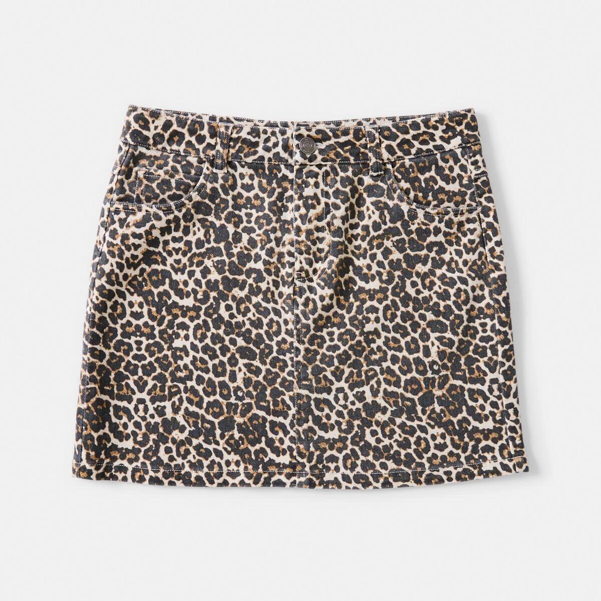 7 Denim Leopard Skirt Ocelotwas, 7 of 8