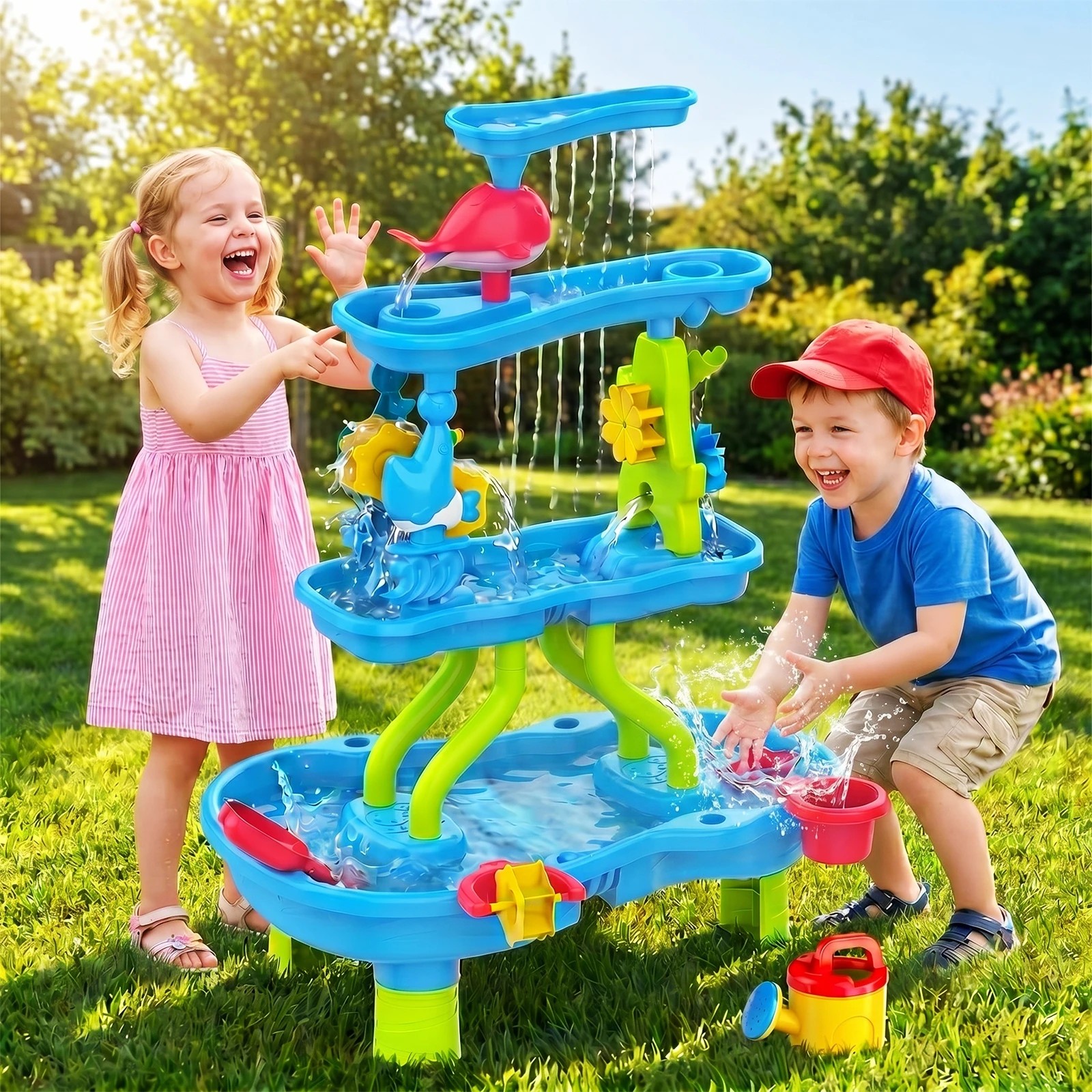 2 Advwin 4-Tier Kids Sand Water Table Activity Table Indoor Outdoor Sensory Playset - Multi, 2 of 8
