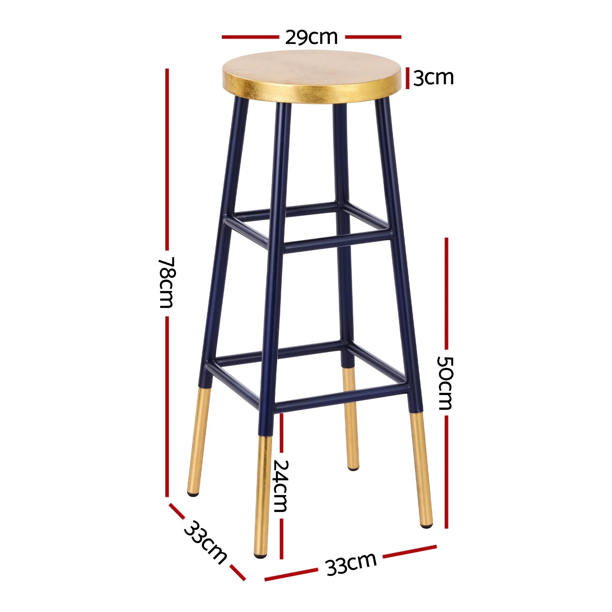 2 Artiss 2x Bar Stools Metal Gold Navy - Multi, 2 of 7