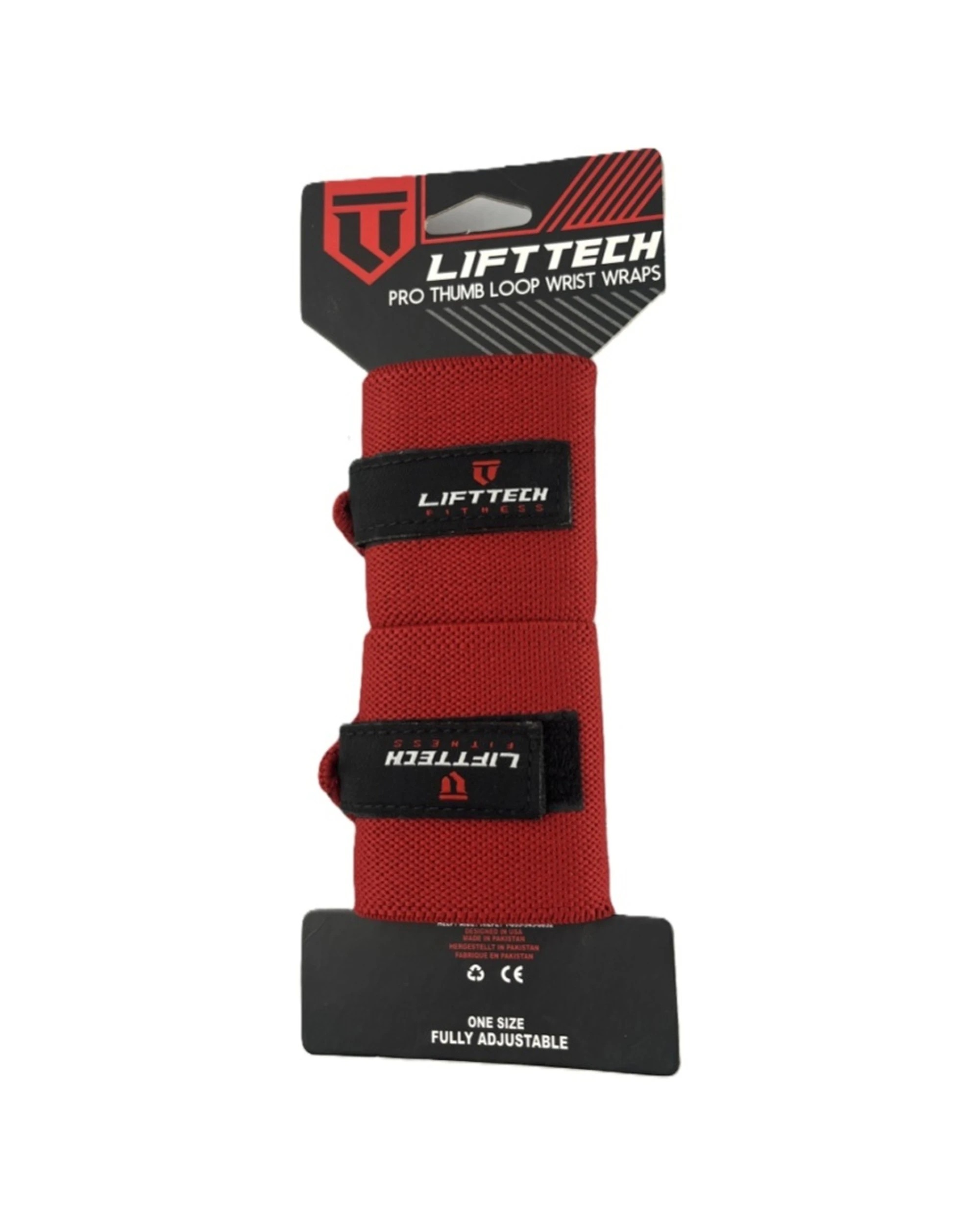 1 Lift-Tech Fitness 2pc Pro Thumb Loop Wrist Support Adjustable Wrap 20 Inch - Red, 1 of 3