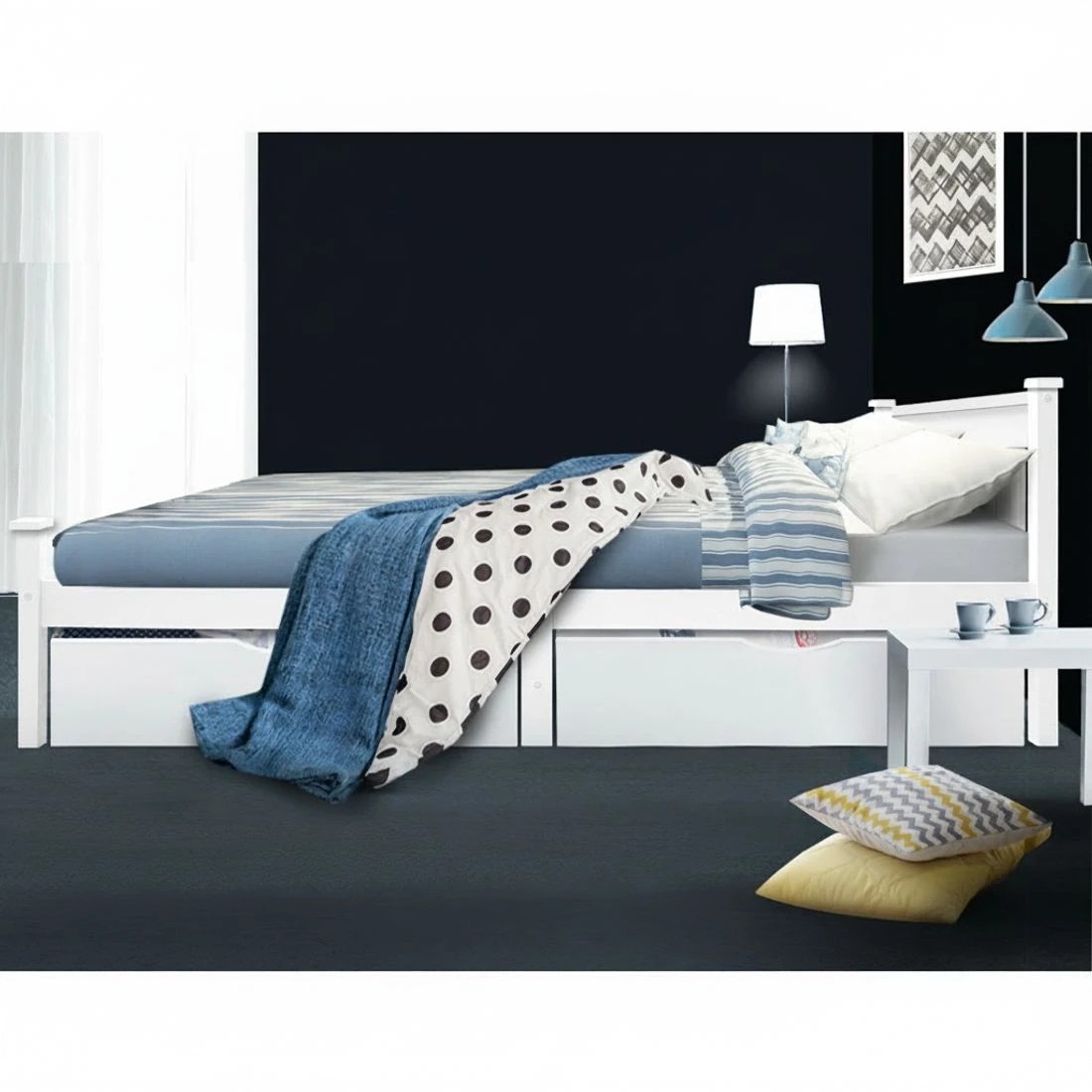 5 Artiss 2x Bed Frame Storage Drawers Trundle - White, 5 of 8