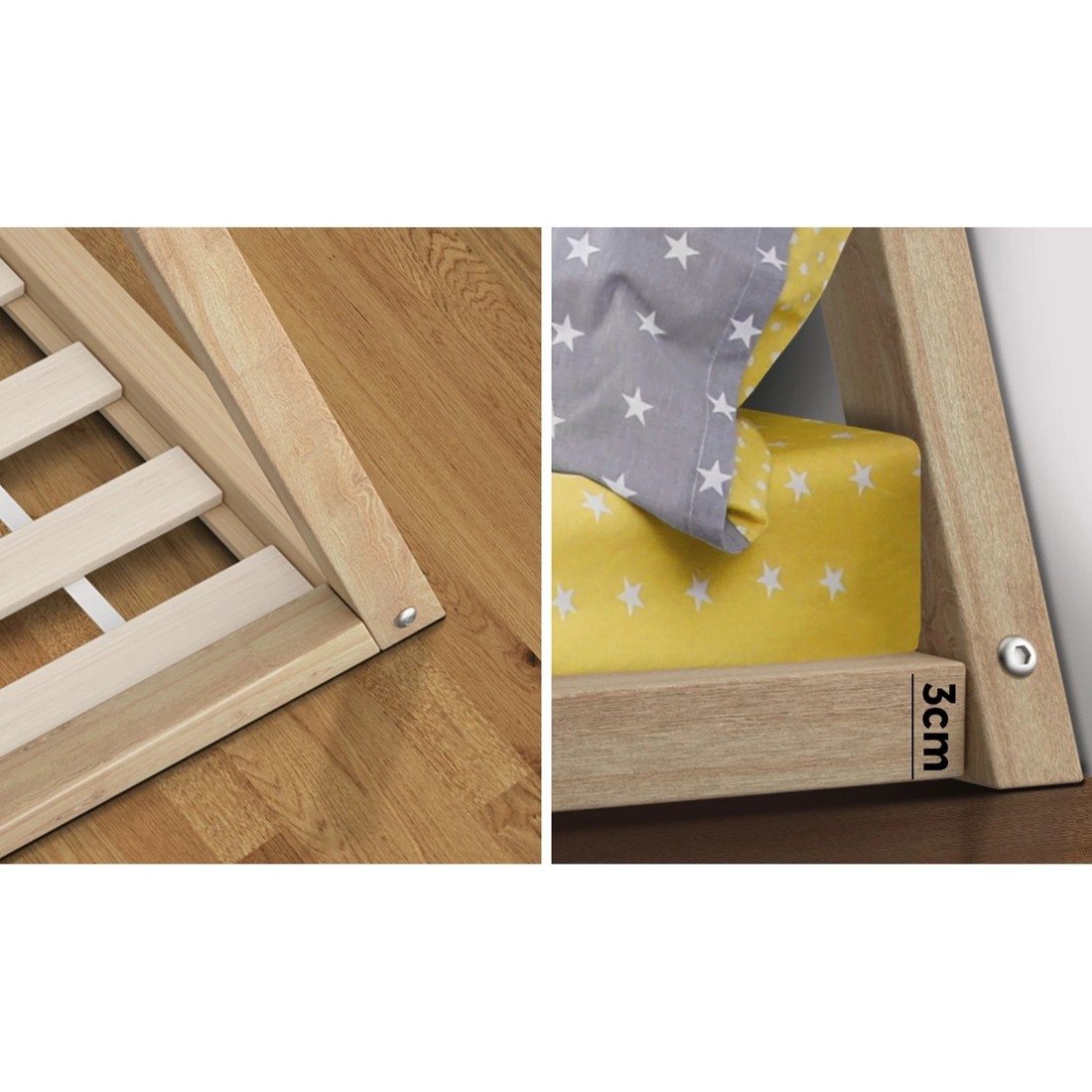 5 Oikiture Kids Bed Frame With Single Mattress Set Teepee House Style
 - Multi, 5 of 10